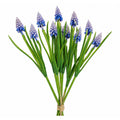 Periwinkle Blue Purple Artificial Muscari Grape Hyacinth Bush 13 Inch Real Touch 6 Stem Spring Floral