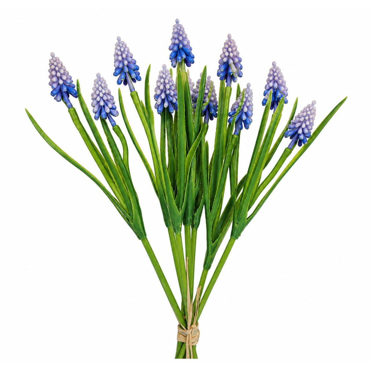 Periwinkle Blue Purple Artificial Muscari Grape Hyacinth Bush 13 Inch Real Touch 6 Stem Spring Floral