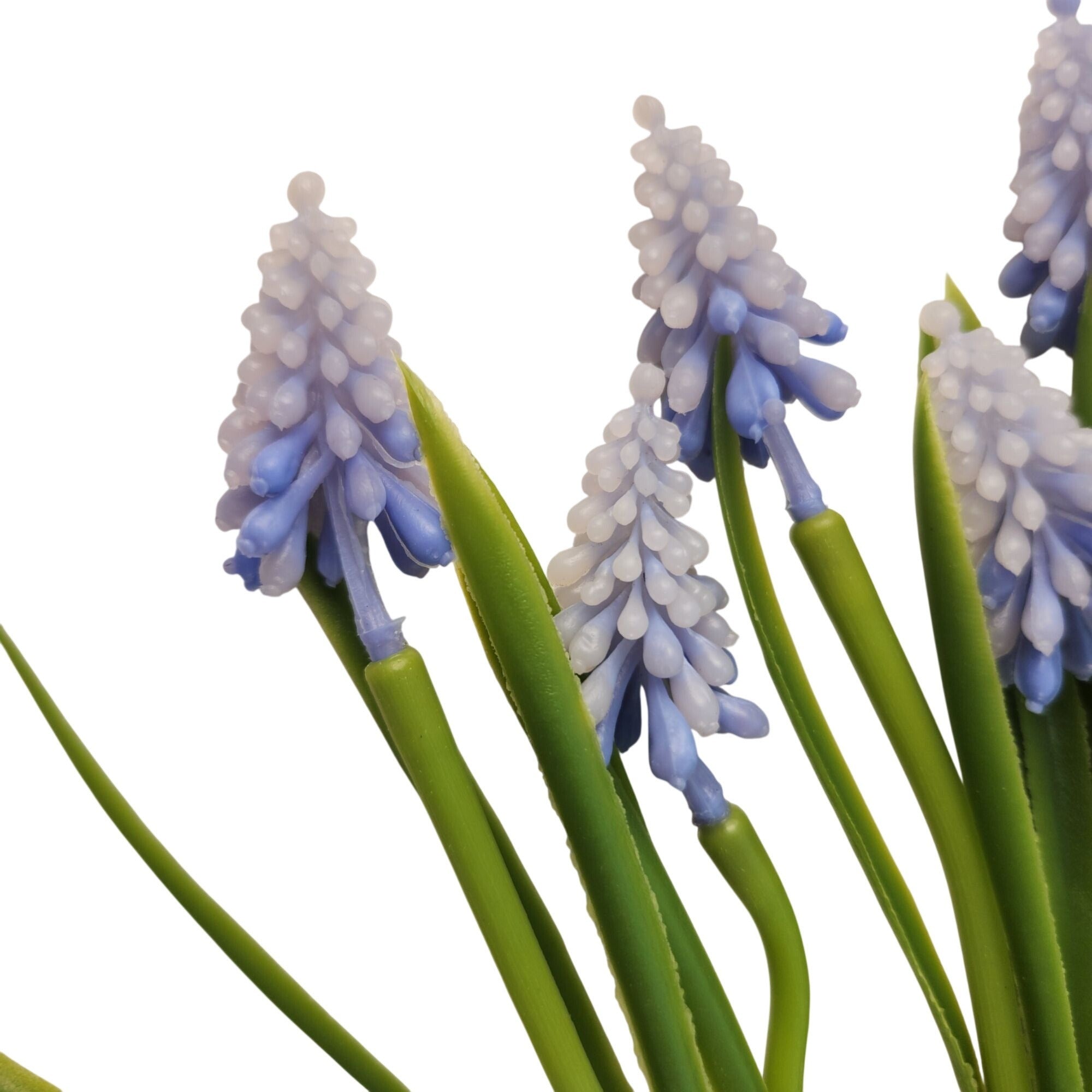 Periwinkle Blue Purple Artificial Muscari Grape Hyacinth Bush 13 Inch Real Touch 6 Stem Spring Floral