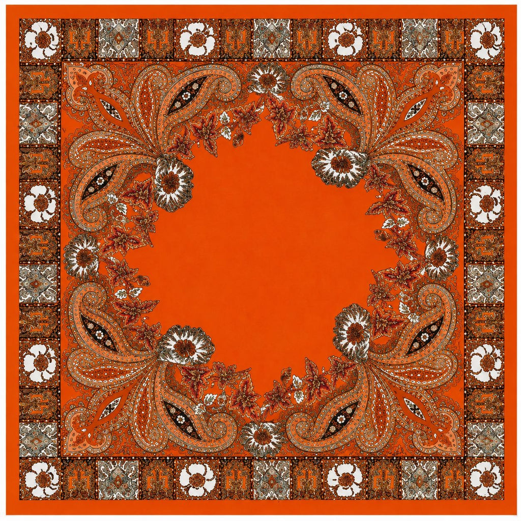 Orange Satin Wild Rag Scarf 35x35 Paisley Scarf Western Cowgirl Scarf Boho Scarf Fall Fashion Accessory