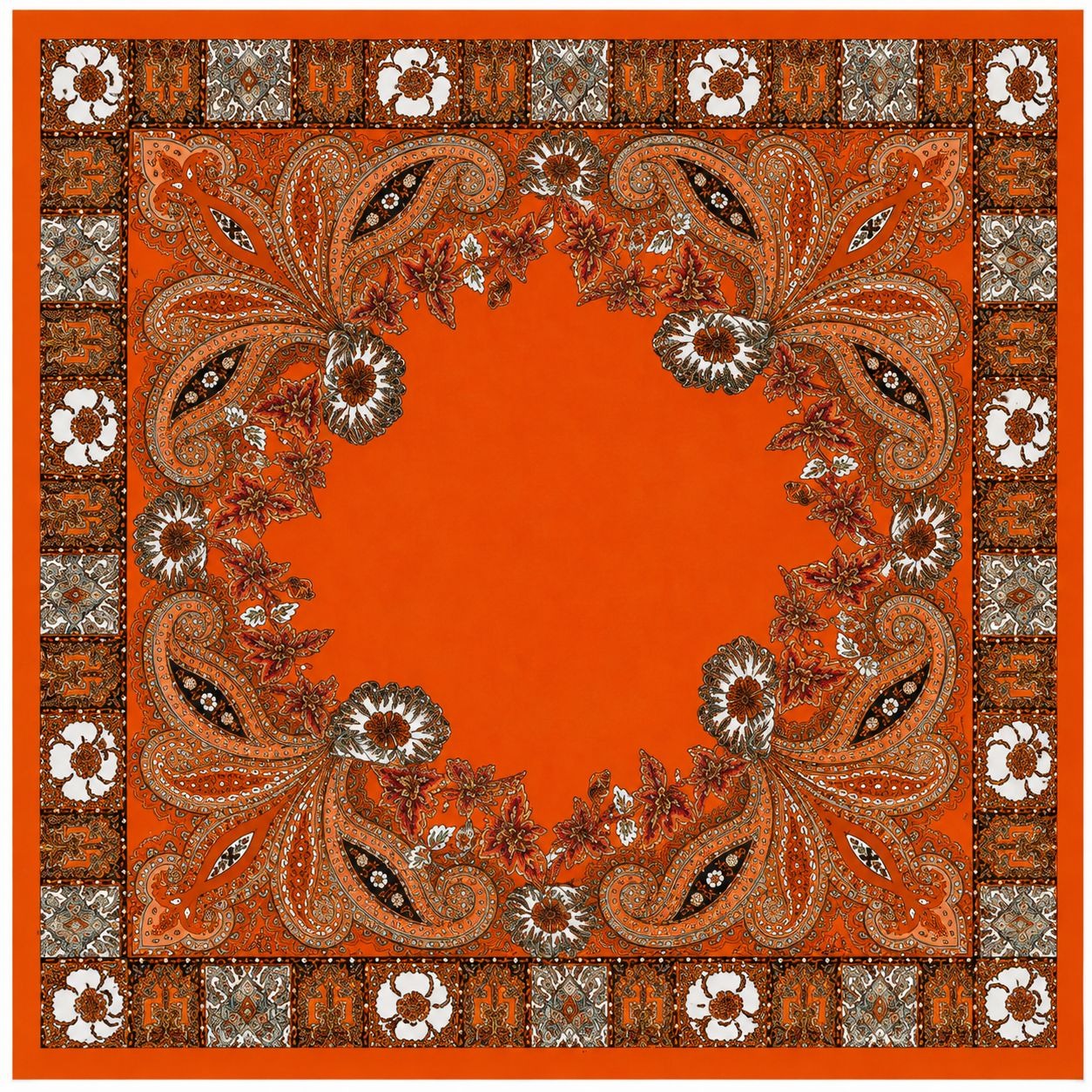 Orange Satin Wild Rag Scarf 35x35 Paisley Scarf Western Cowgirl Scarf Boho Scarf Fall Fashion Accessory