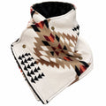 Southwestern Cowl Neck Warmer Scarf 36 x 9.5 Inch Beige Fleece Cowgirl