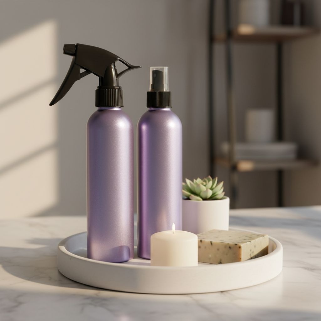 Purple Lavender Refillable Aluminum Spray Mister Pump Bottles 2 Pack Plant Beauty