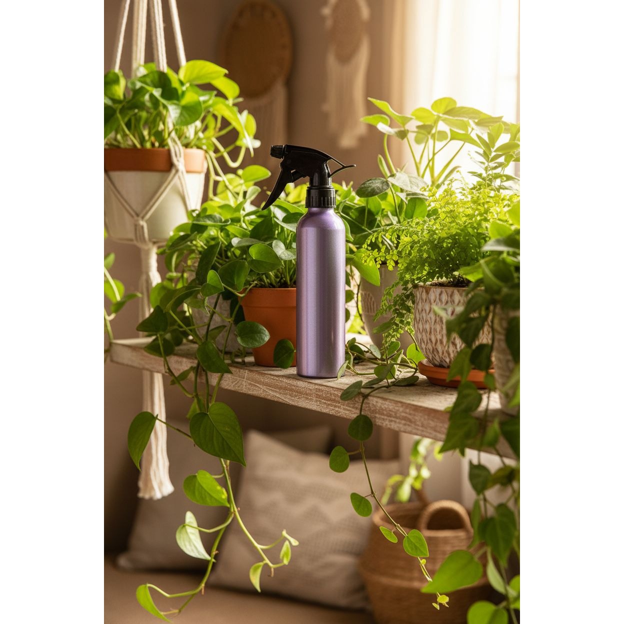 Purple Lavender Refillable Aluminum Spray Mister Pump Bottles 2 Pack Plant Beauty