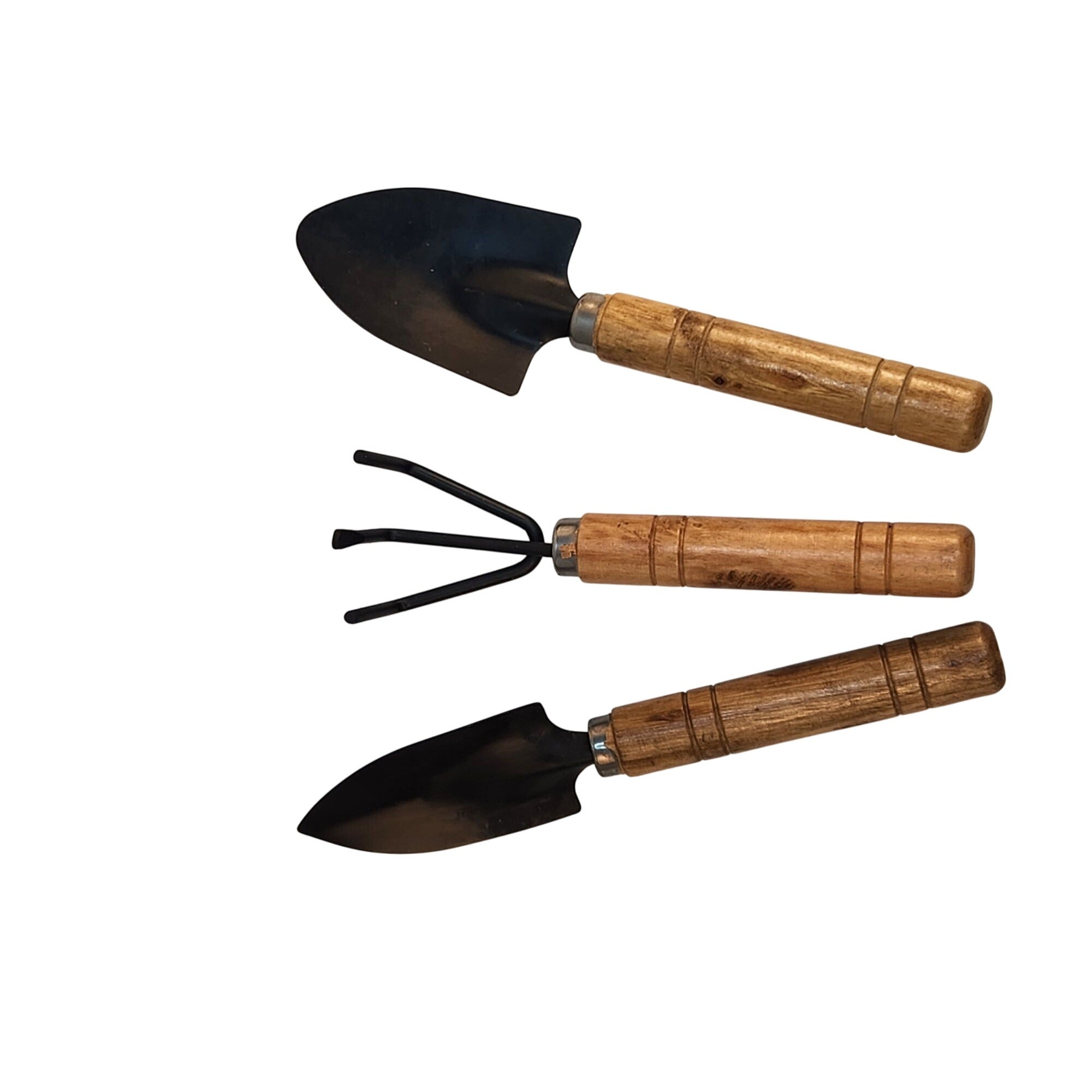 Miniature Gardening Tool Set | Wooden Handles & Metal Heads | 3-Piece 6" Set