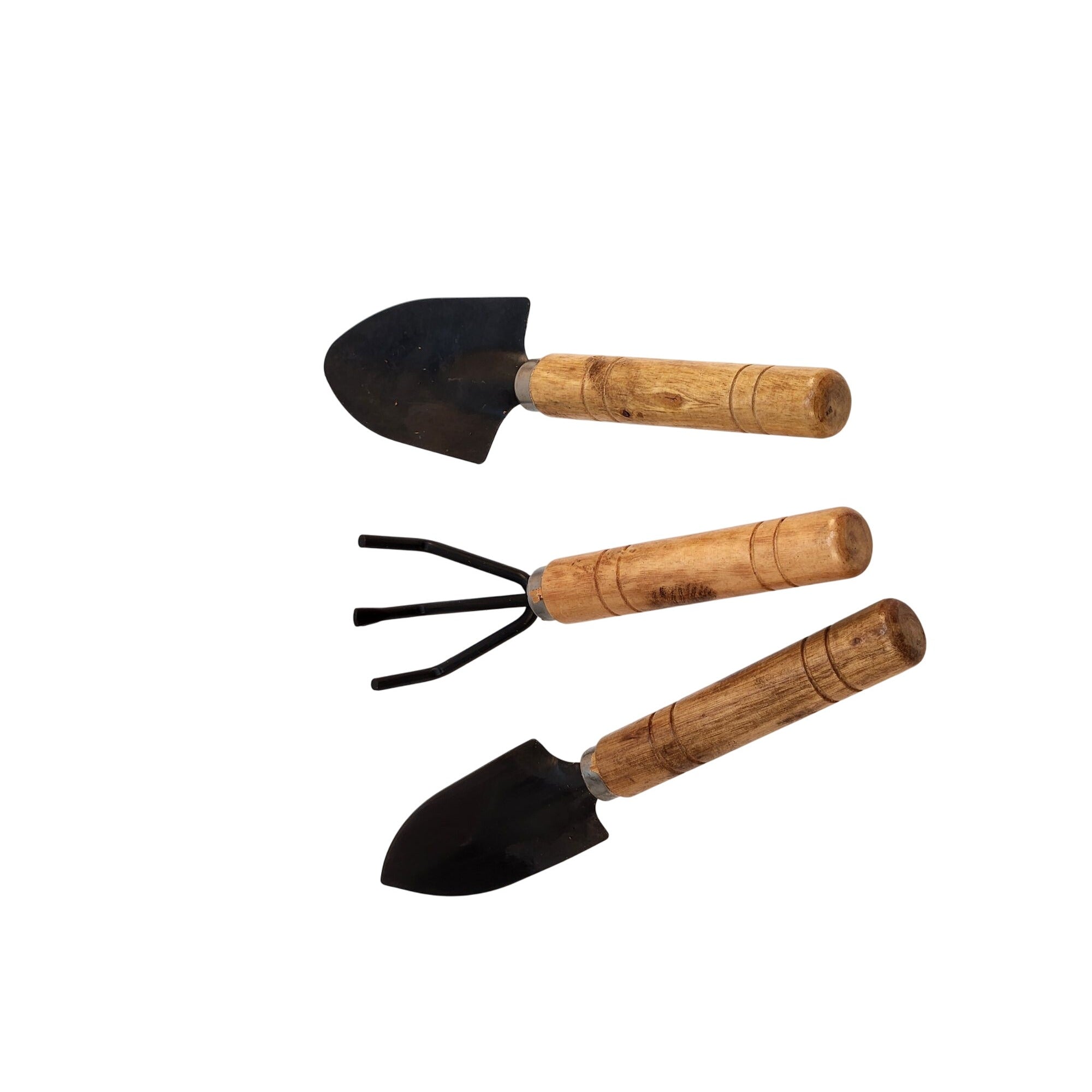 Miniature Gardening Tool Set | Wooden Handles & Metal Heads | 3-Piece 6" Set