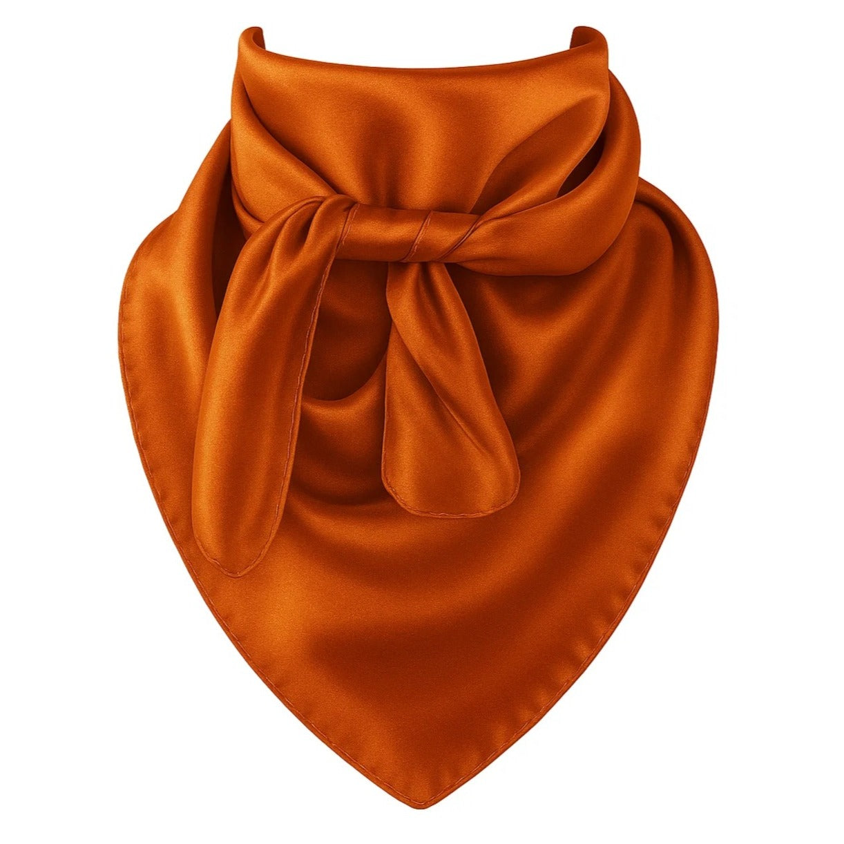 Burnt Orange Wild Rag Scarf - 35x35 Inch Satin Cowboy Bandana for Women & Men
