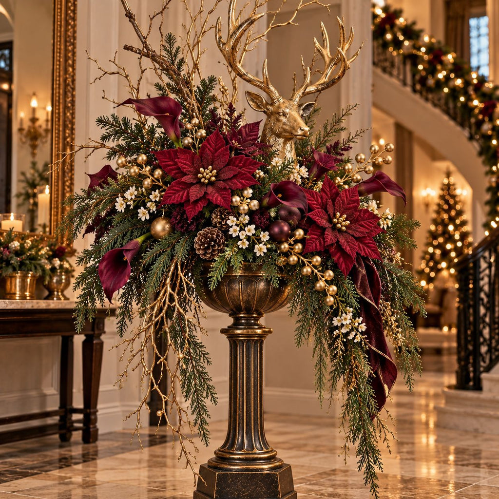 6 Matte Gold Artificial Berry Stems, 8-Inch Faux Christmas Wreath Picks