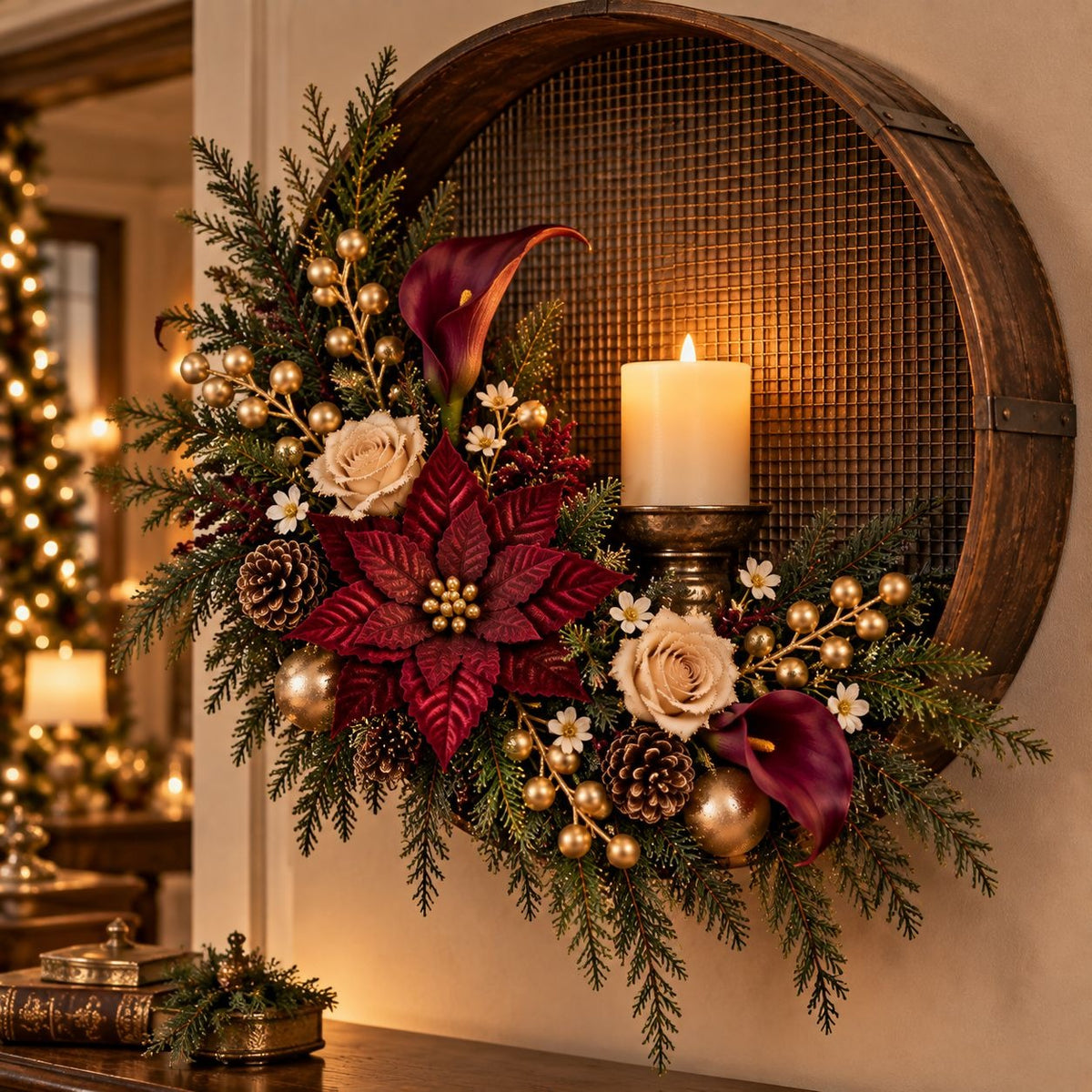 6 Matte Gold Artificial Berry Stems, 8-Inch Faux Christmas Wreath Picks