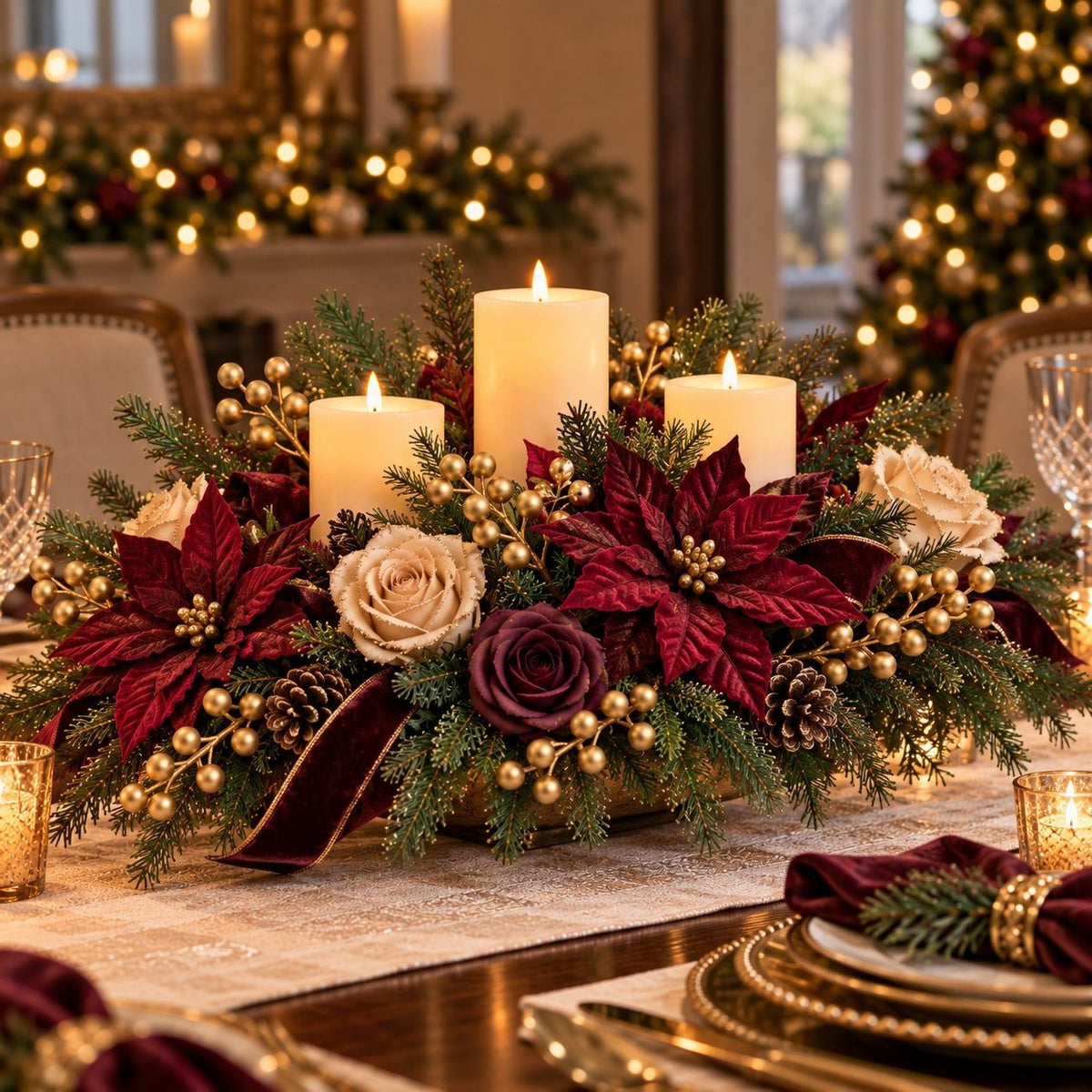 6 Matte Gold Artificial Berry Stems, 8-Inch Faux Christmas Wreath Picks