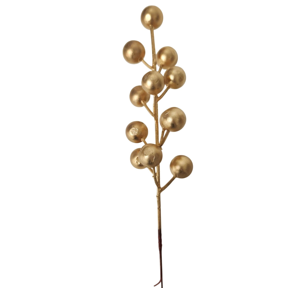 6 Matte Gold Artificial Berry Stems, 8-Inch Faux Christmas Wreath Picks