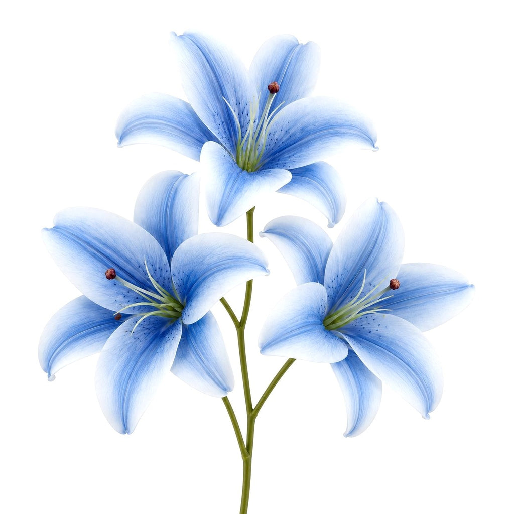 Artificial Blue Lily Stems Set of 2, Real Touch Lily Spray, Blue Wedding Flowers, Faux Lily Bouquet, Floral Arrangement, Wreath Making Sup.