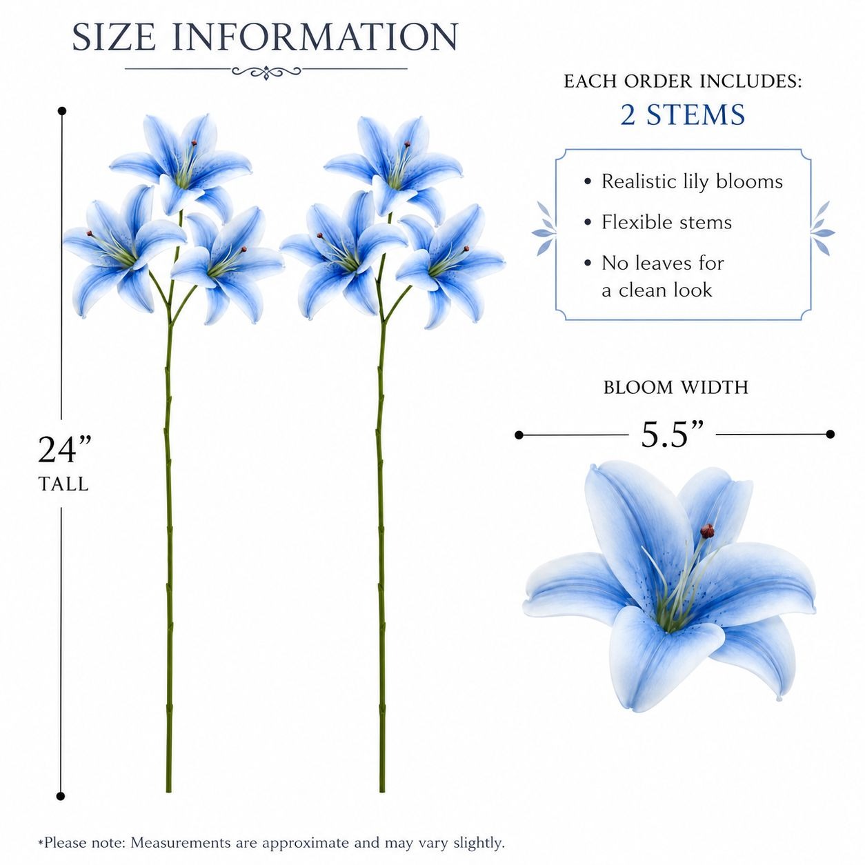 Artificial Blue Lily Stems Set of 2, Real Touch Lily Spray, Blue Wedding Flowers, Faux Lily Bouquet, Floral Arrangement, Wreath Making Sup.