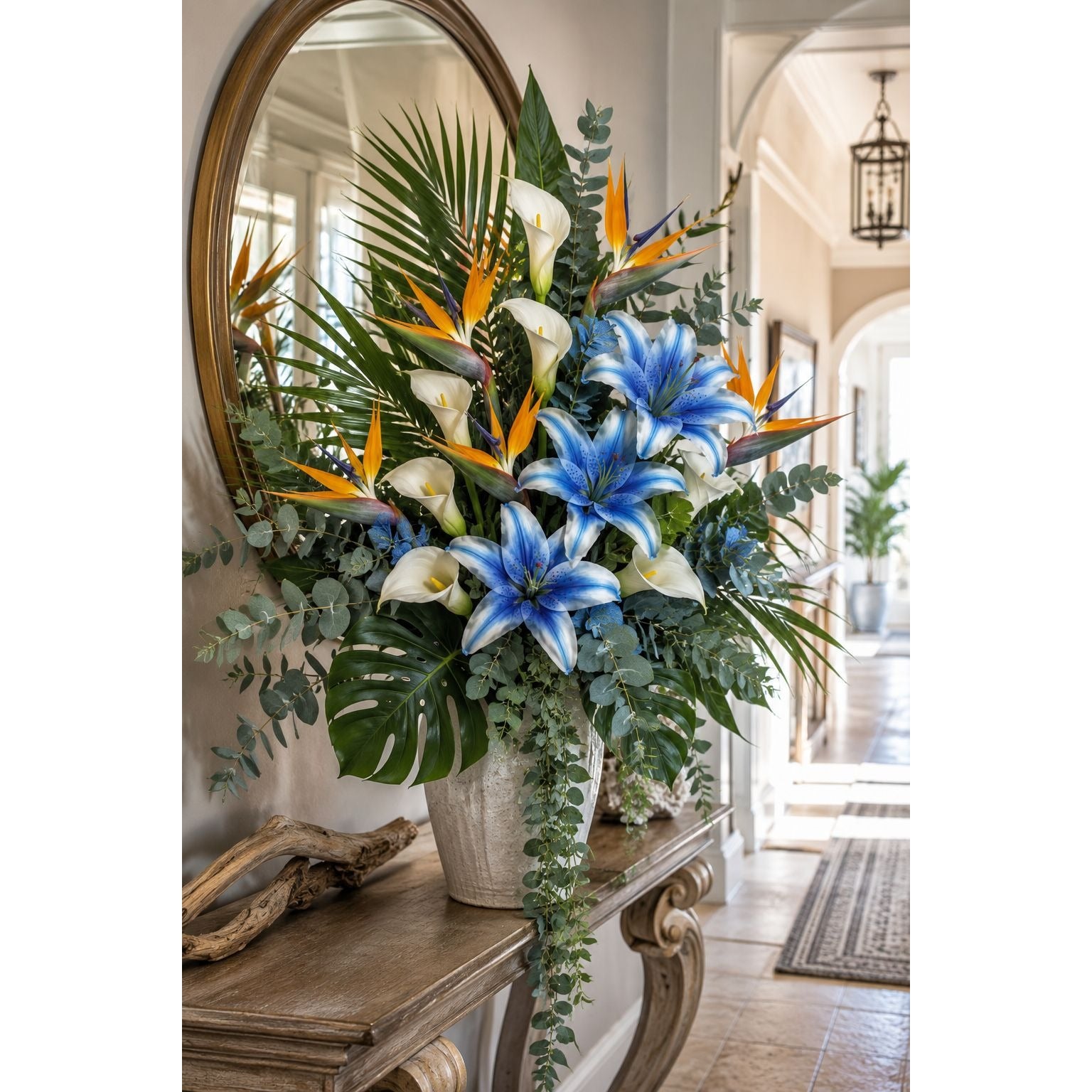 Artificial Blue Lily Stems Set of 2, Real Touch Lily Spray, Blue Wedding Flowers, Faux Lily Bouquet, Floral Arrangement, Wreath Making Sup.