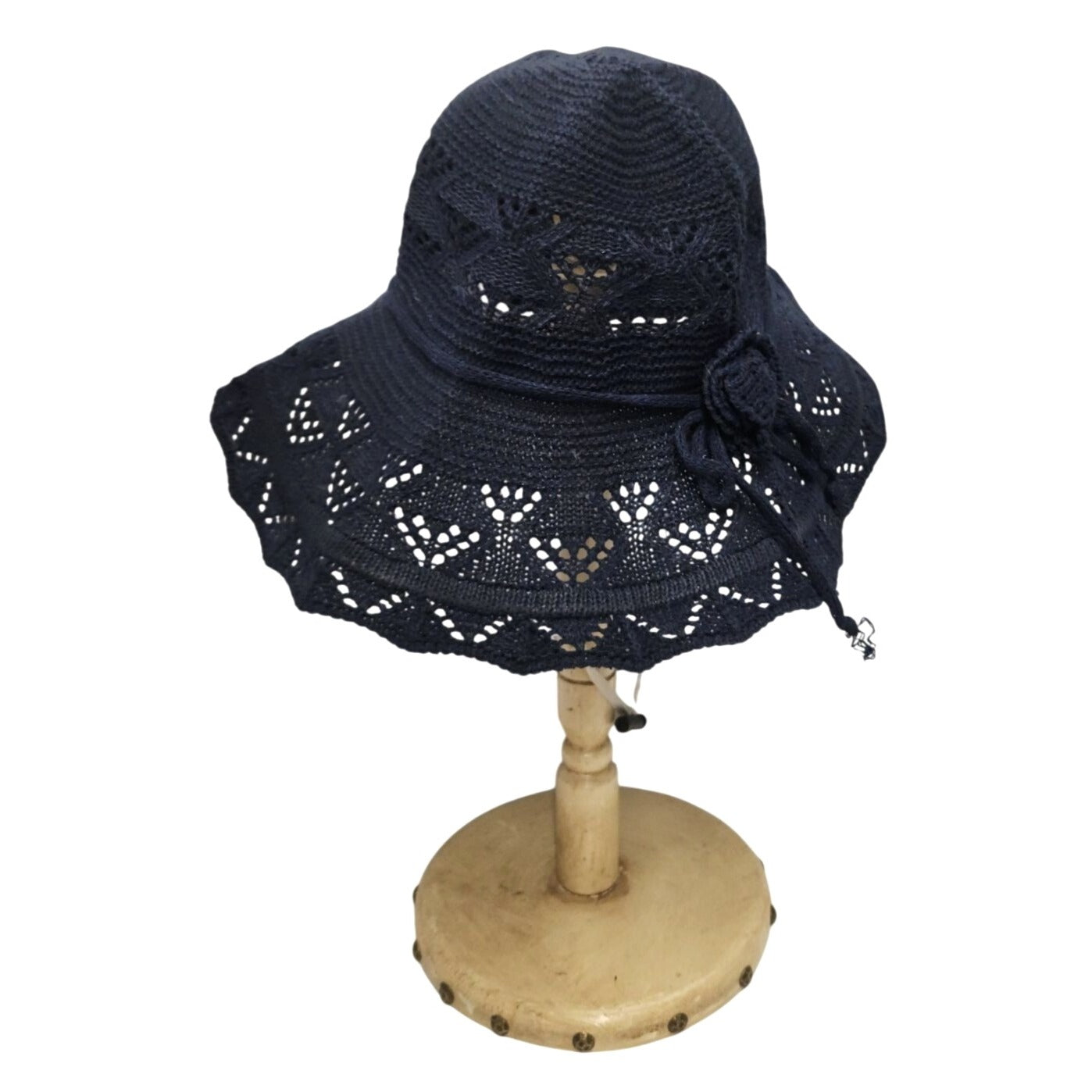 Navy Blue Wide Brim Foldable Sun Hat with UV Protection