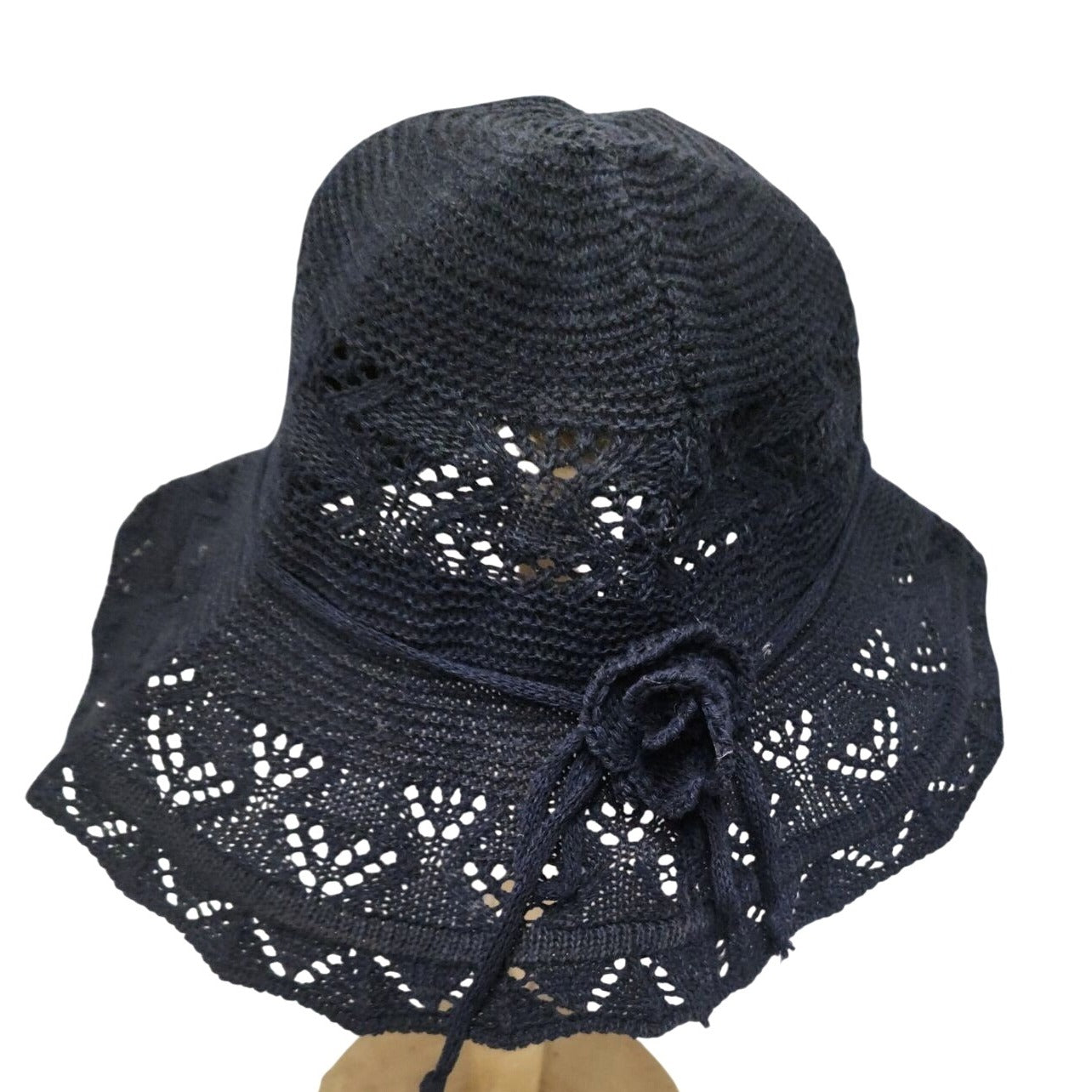 Navy Blue Wide Brim Foldable Sun Hat with UV Protection