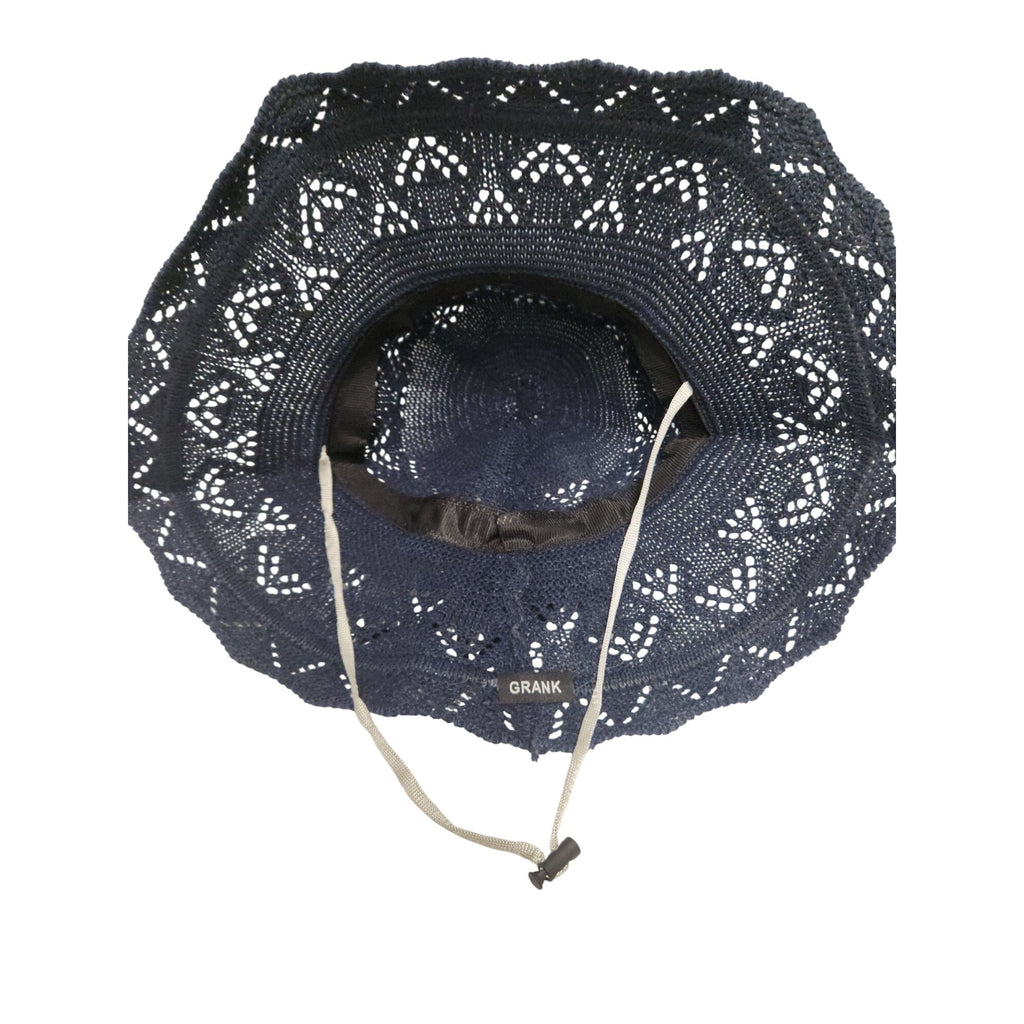Navy Blue Wide Brim Foldable Sun Hat with UV Protection