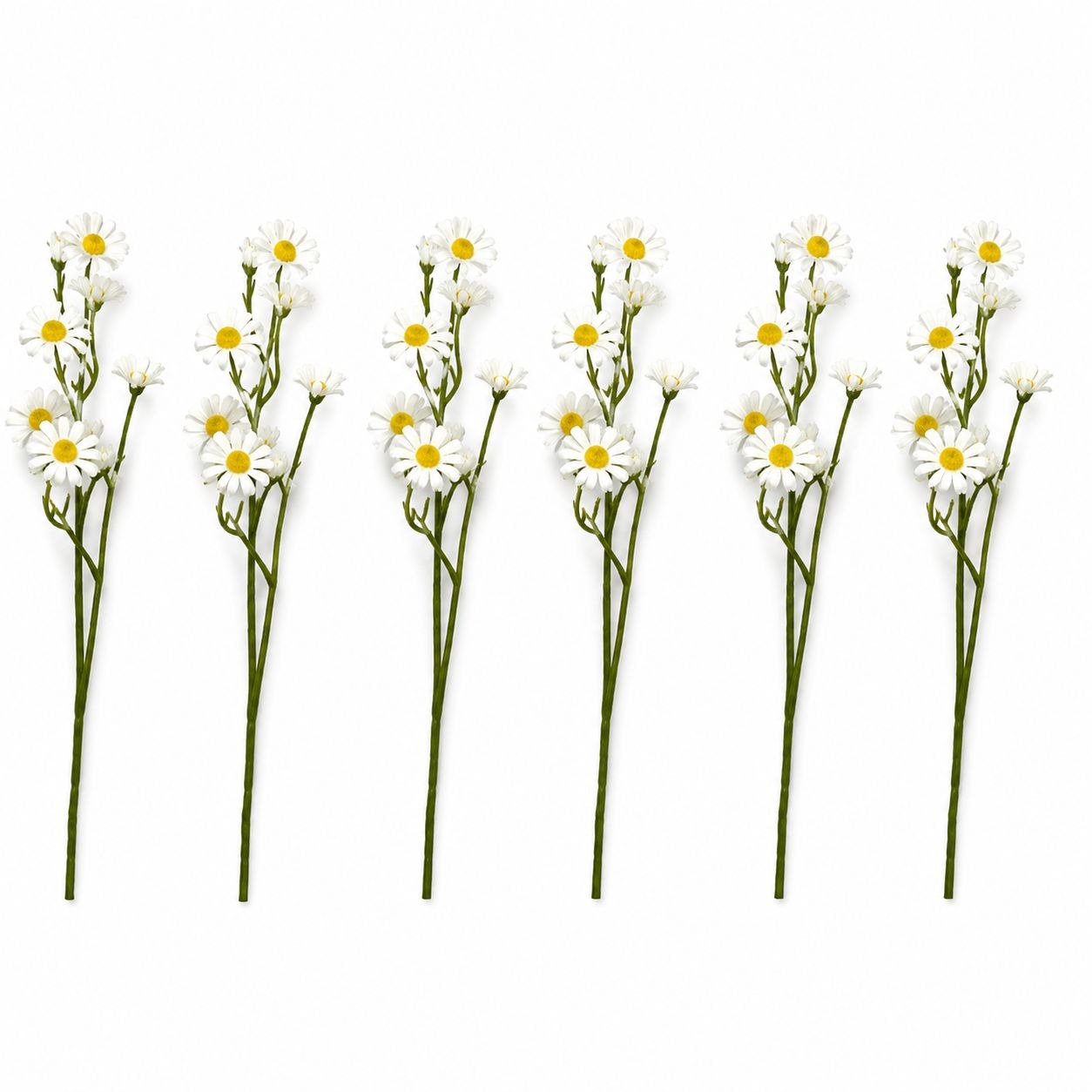 Artificial Daisy Spray Stems Set of 6 White Yellow Daisies Farmhouse Decor Cottage Flowers Spring Floral Picks