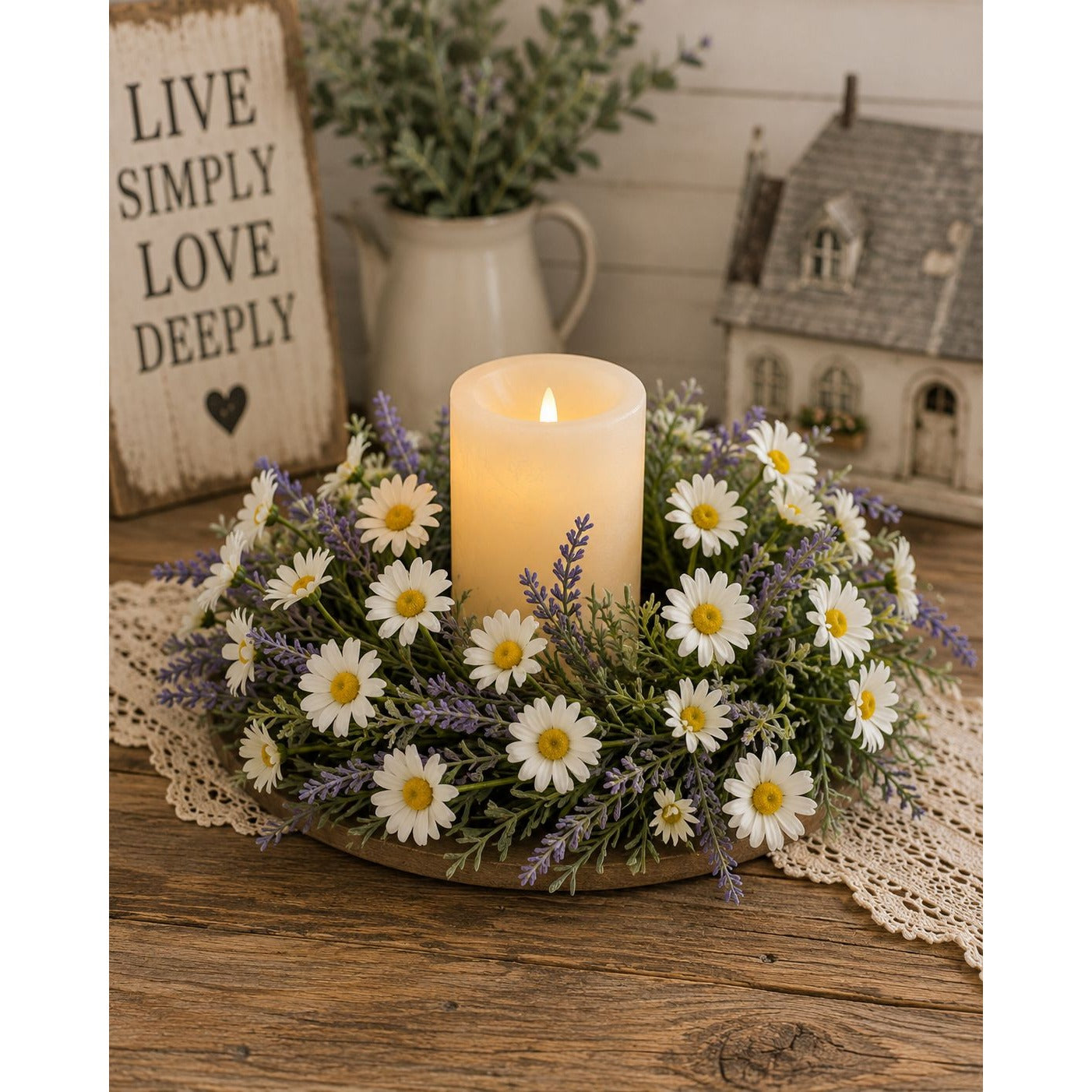 Artificial Daisy Spray Stems Set of 6 White Yellow Daisies Farmhouse Decor Cottage Flowers Spring Floral Picks
