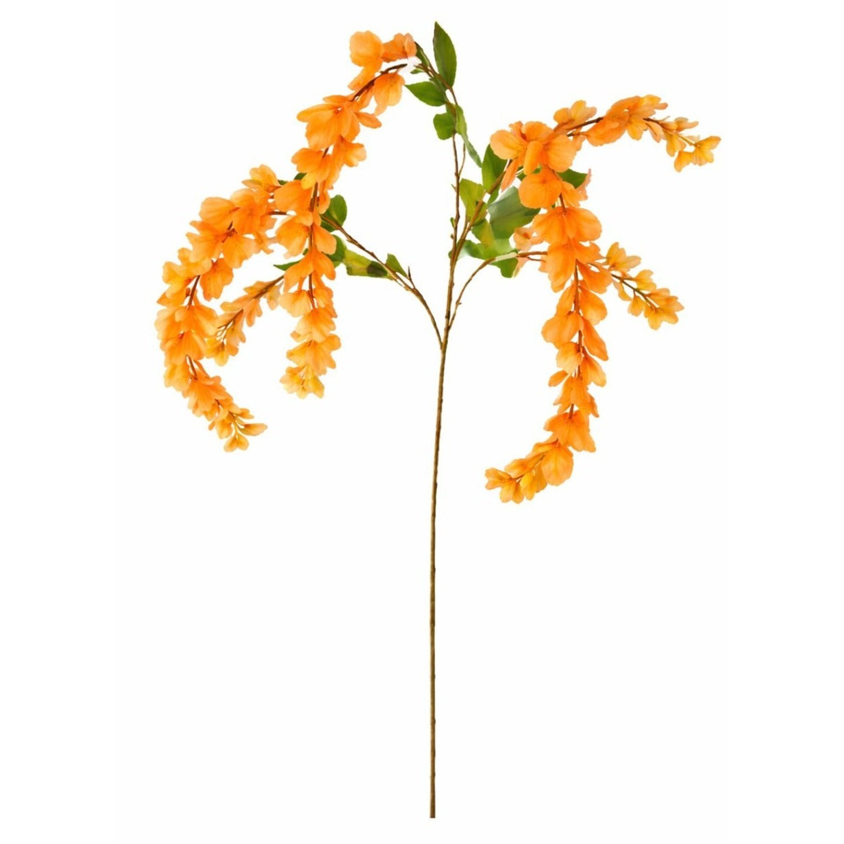 Orange Wisteria Stem 43 Inch Artificial Hanging Flowers | Tangerine Silk Wisteria Spray | Floral Vine | Wedding Decor