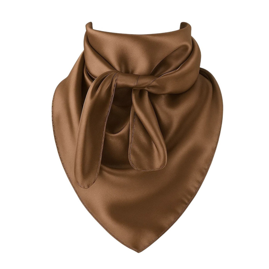 Brown Wild Rag Scarf 23x23" Satin Western Accessory Cowgirl or Cowboy