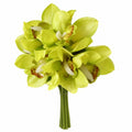 Real Touch Chartreuse Green Orchid Bouquet, 6 Stems, 9 Inch
