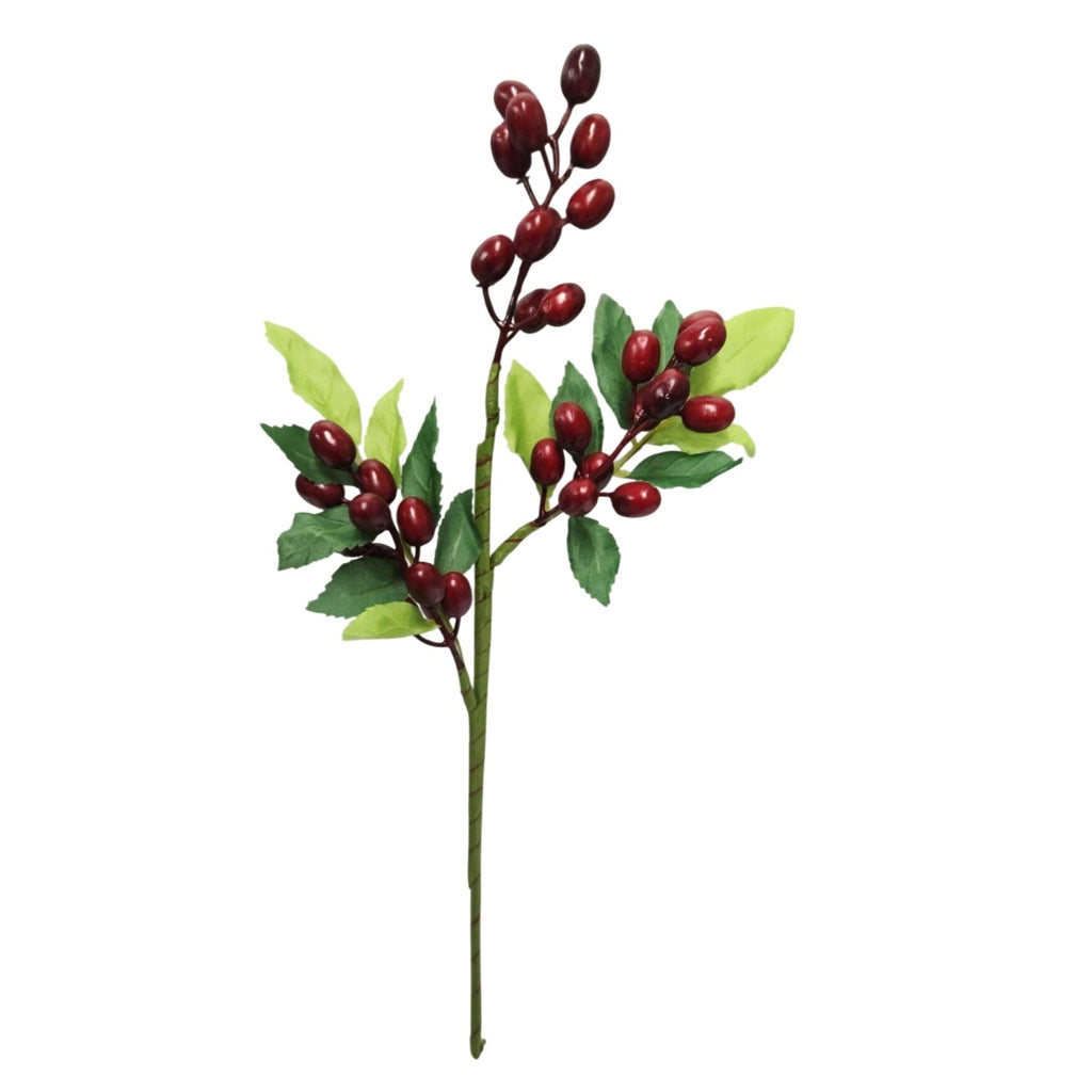 Rustic Red Berry Stem 13.5 Inch Artificial Cranberry Branch Farmhouse Lodge Cabin Decor
