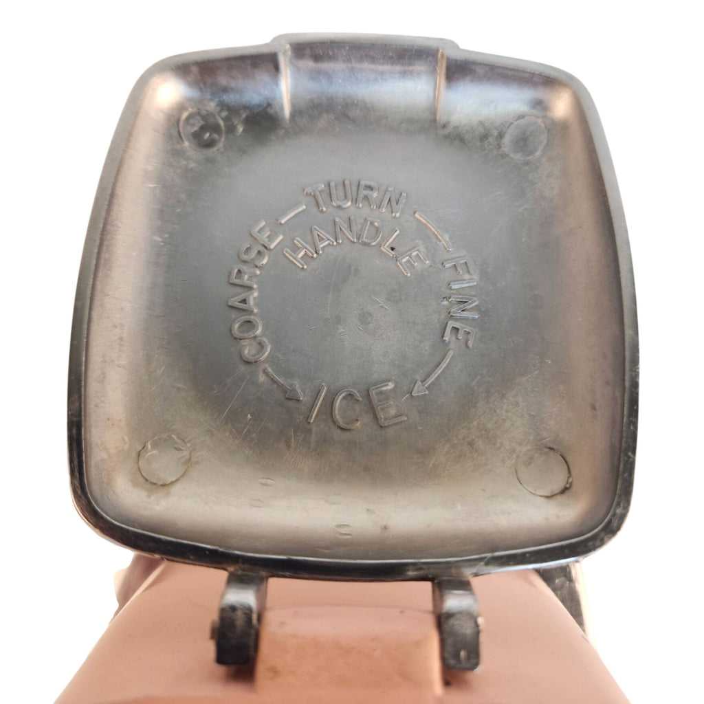 Vintage Maid of Honor Ice Crusher Pink Chrome Hand Crank Grinder Mid Century Bar Kitchen Tool Sears 1950s
