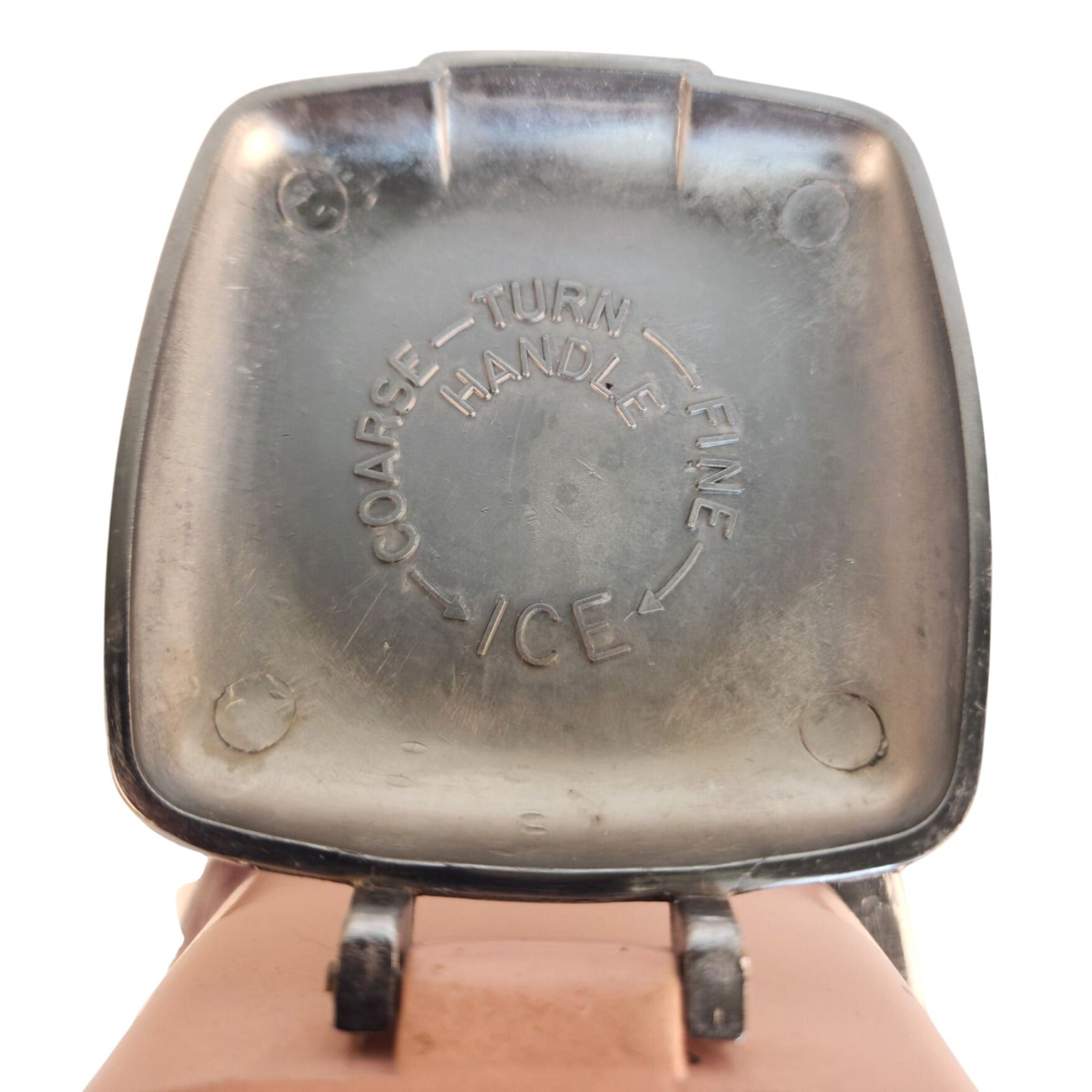 Vintage Maid of Honor Ice Crusher Pink Chrome Hand Crank Grinder Mid Century Bar Kitchen Tool Sears 1950s