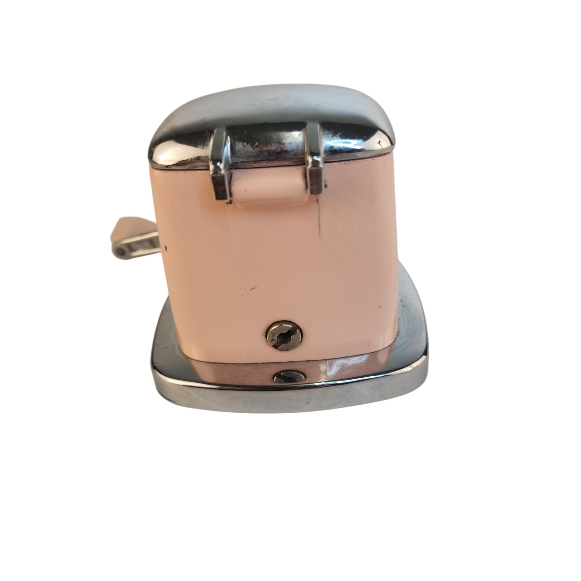 Vintage Maid of Honor Ice Crusher Pink Chrome Hand Crank Grinder Mid Century Bar Kitchen Tool Sears 1950s