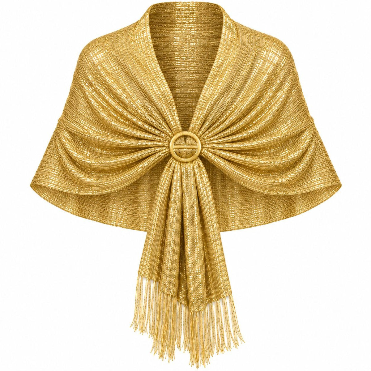 Metallic Gold Shawl Wrap 70in Fringe Evening Scarf Slide Formal Wedding Stole
