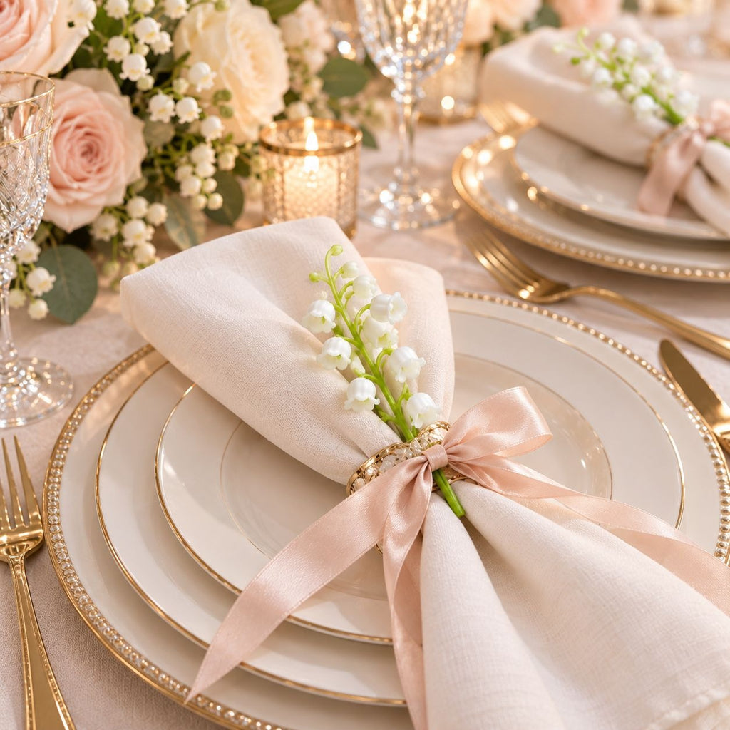 Artificial Lily of the Valley Picks, Set of 10, 4 Inch White Wedding Flowers