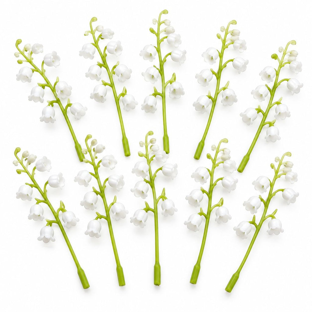 Artificial Lily of the Valley Picks, Set of 10, 4 Inch White Wedding Flowers