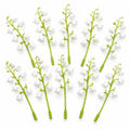Artificial Lily of the Valley Picks, Set of 10, 4 Inch White Wedding Flowers