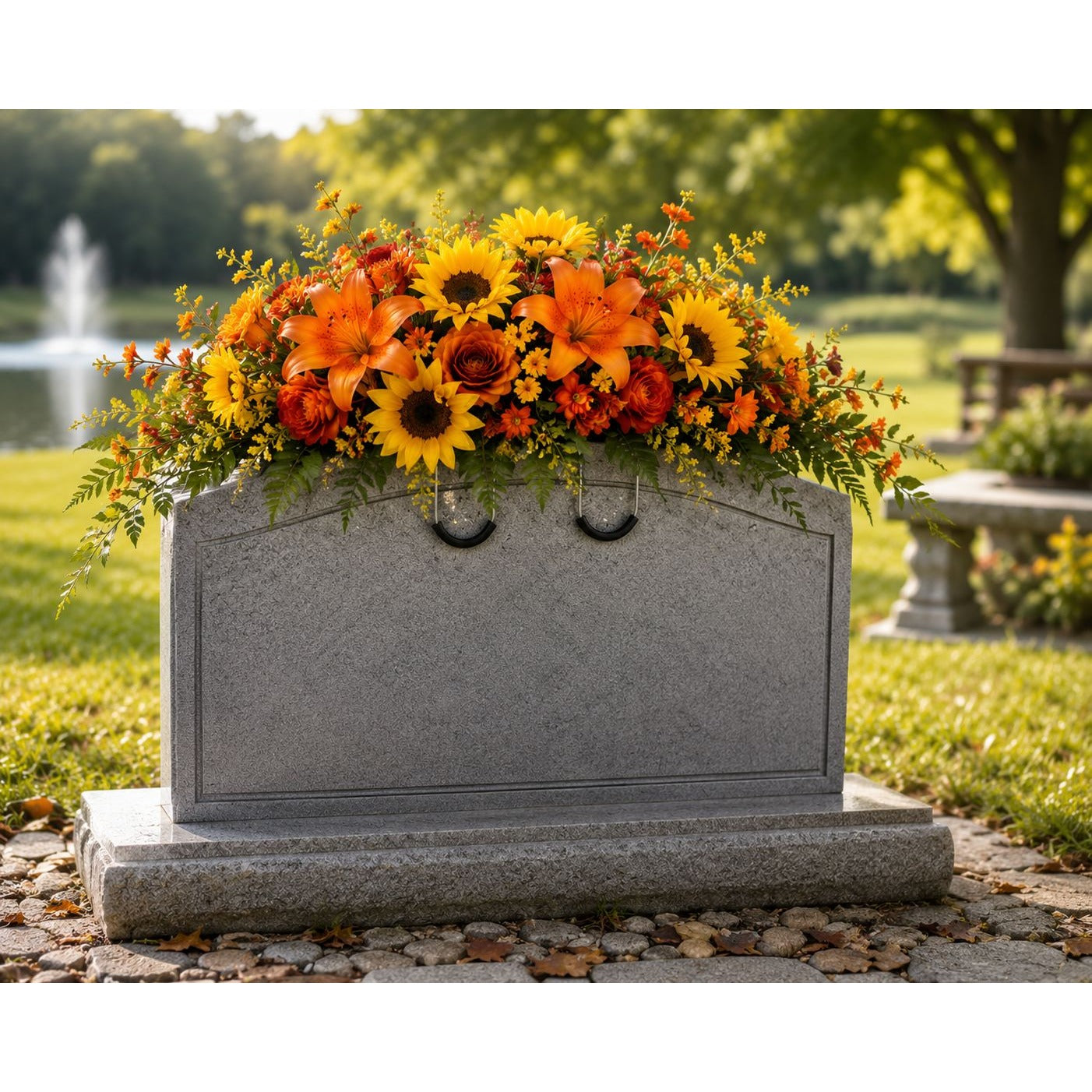 Floral Tombstone Saddle with Foam Memorial Headstone Flower Holder Cemetery Arrangement Frame Funeral Flowers Saddle