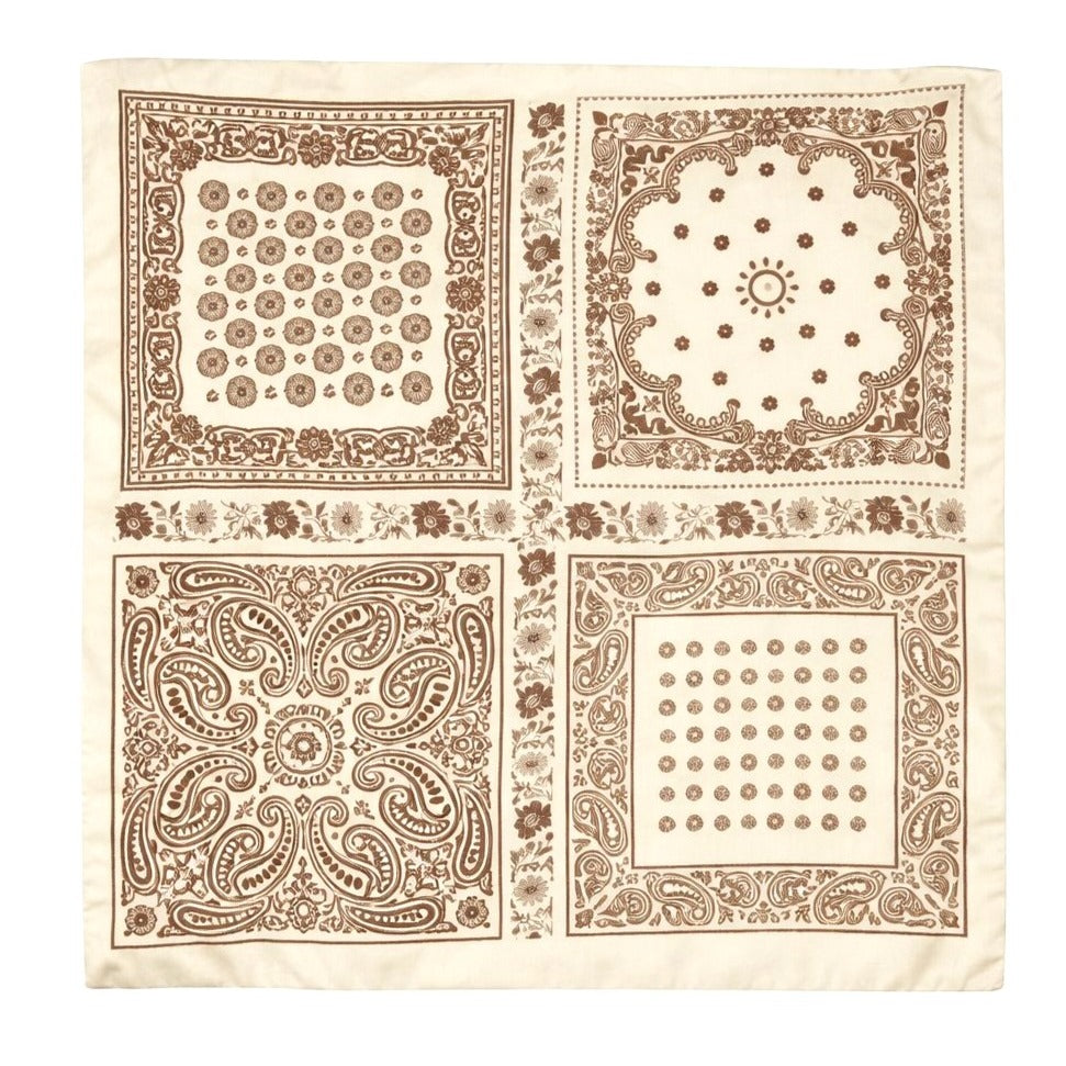 34x34 Tan Beige Paisley Western Wild Rag Scarf
