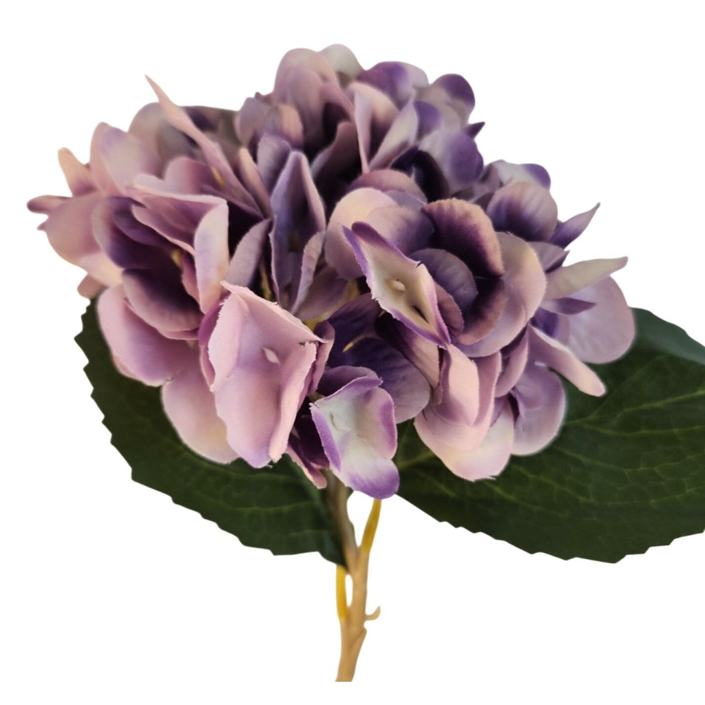Lavender Purple Faux Hydrangea Stem 18 Inch Wedding Artificial Flower Large Bloom Decor