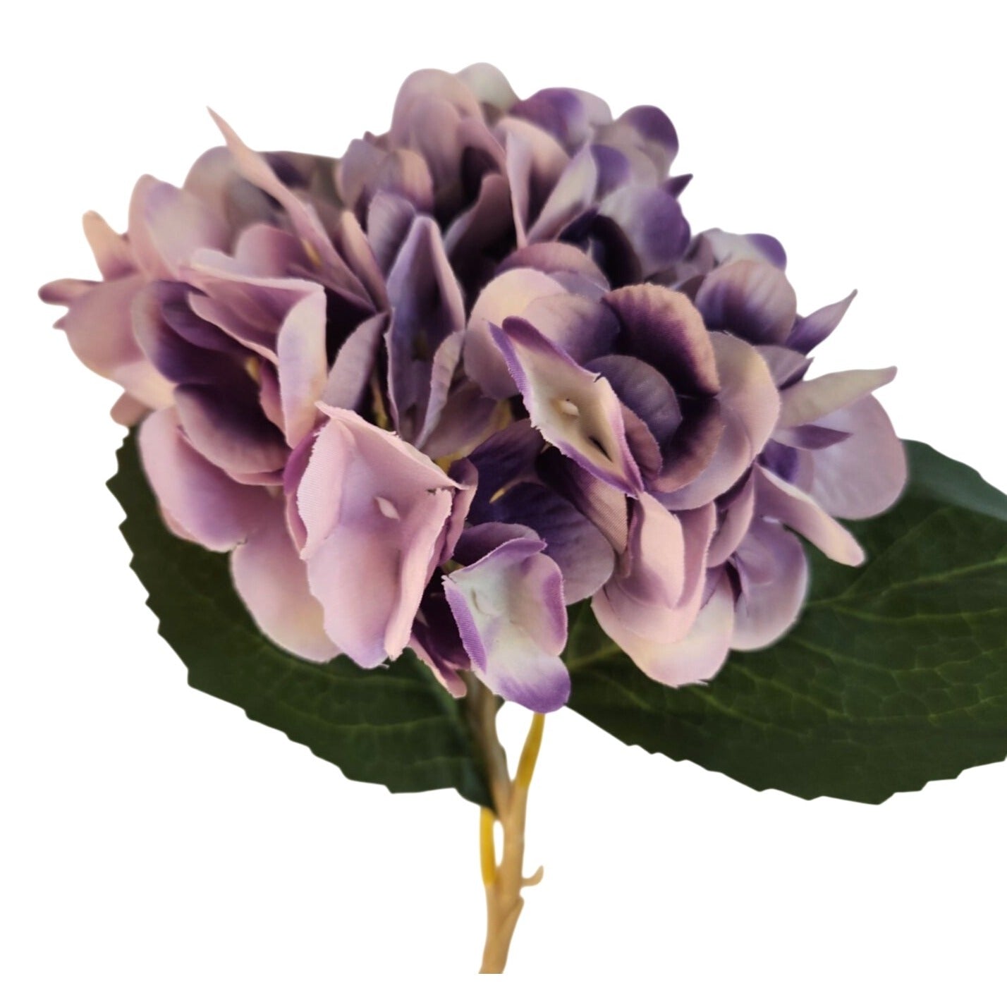Lavender Purple Faux Hydrangea Stem 18 Inch Wedding Artificial Flower Large Bloom Decor