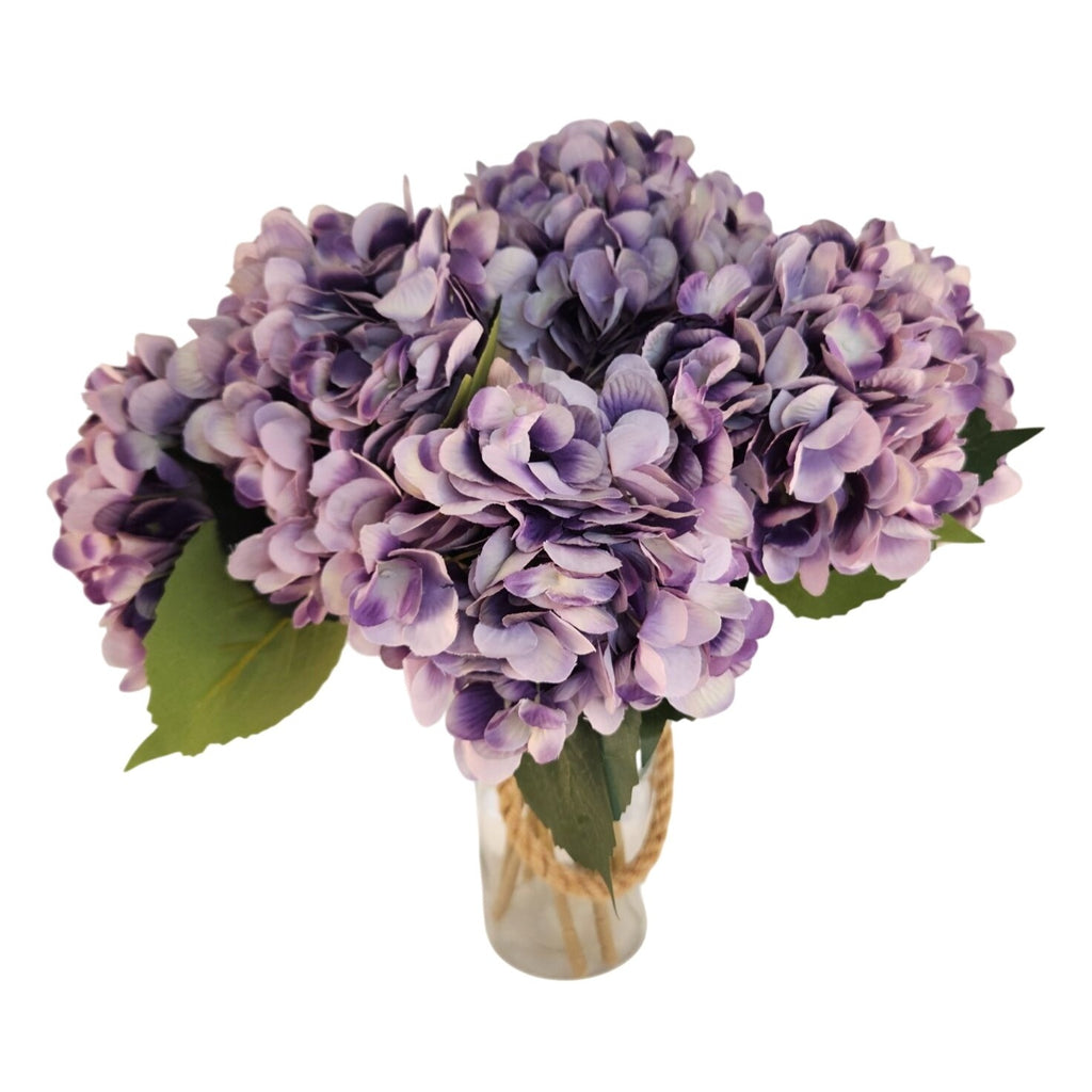 Lavender Purple Faux Hydrangea Stem 18 Inch Wedding Artificial Flower Large Bloom Decor