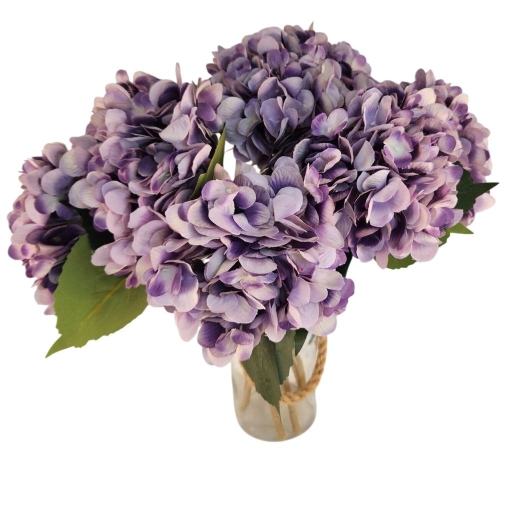 Lavender Purple Faux Hydrangea Stem 18 Inch Wedding Artificial Flower Large Bloom Decor