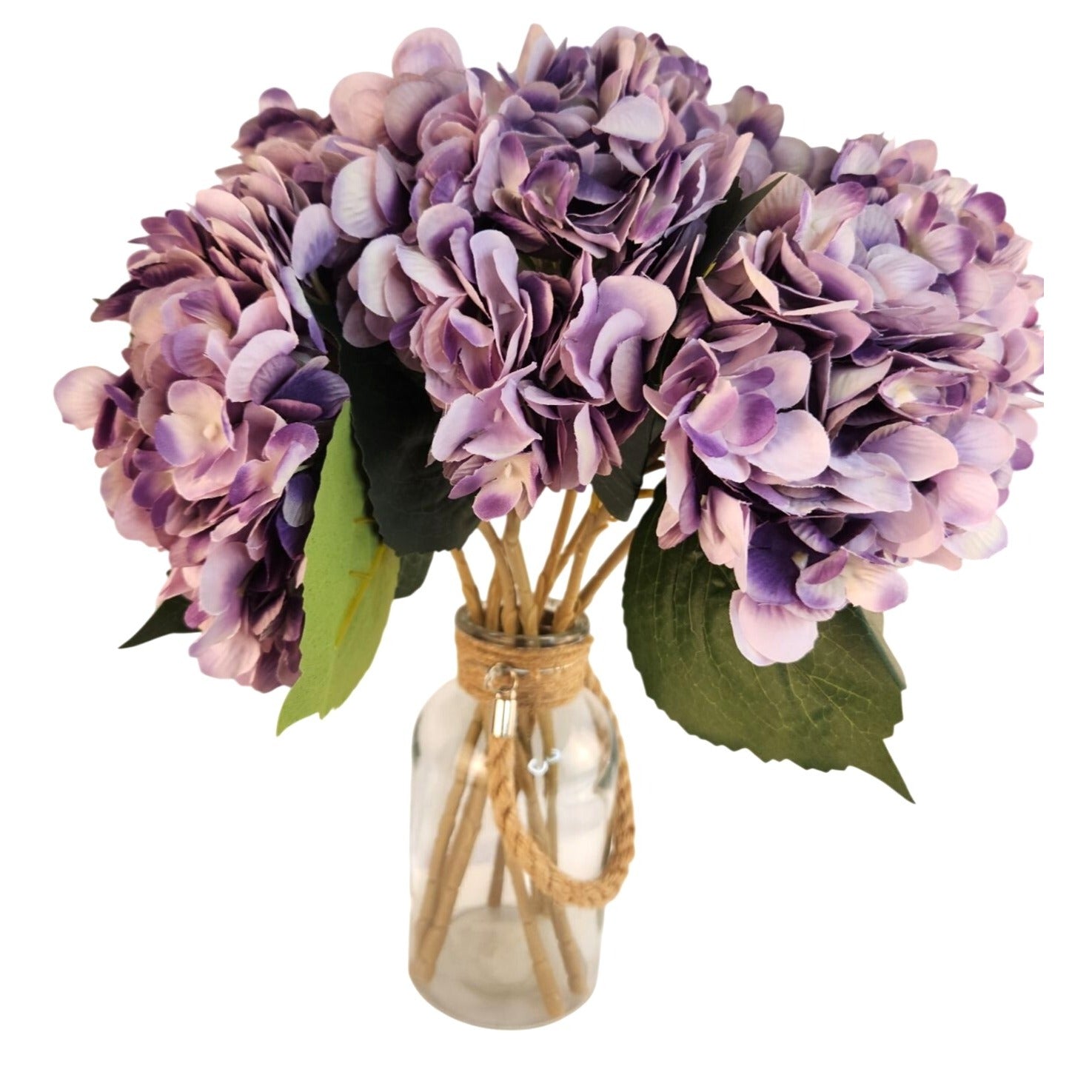 Lavender Purple Faux Hydrangea Stem 18 Inch Wedding Artificial Flower Large Bloom Decor