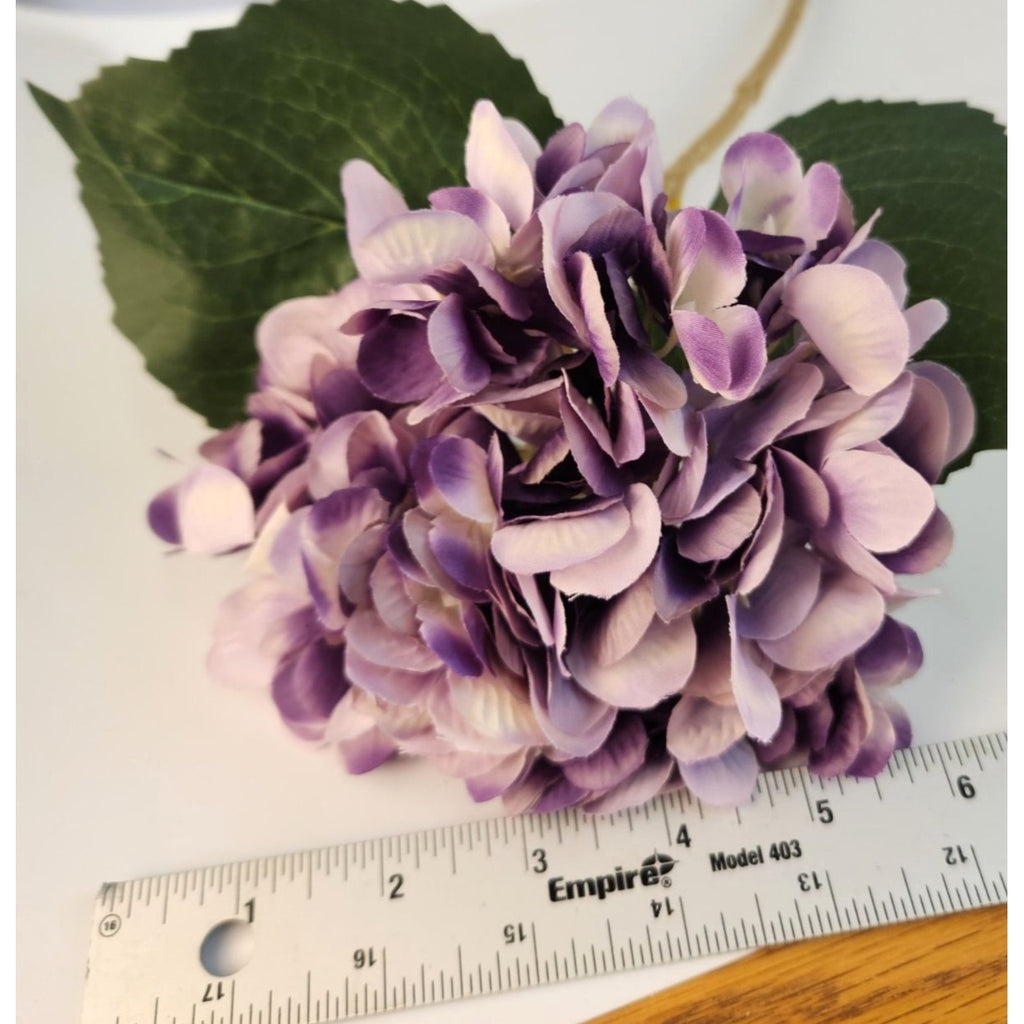 Lavender Purple Faux Hydrangea Stem 18 Inch Wedding Artificial Flower Large Bloom Decor