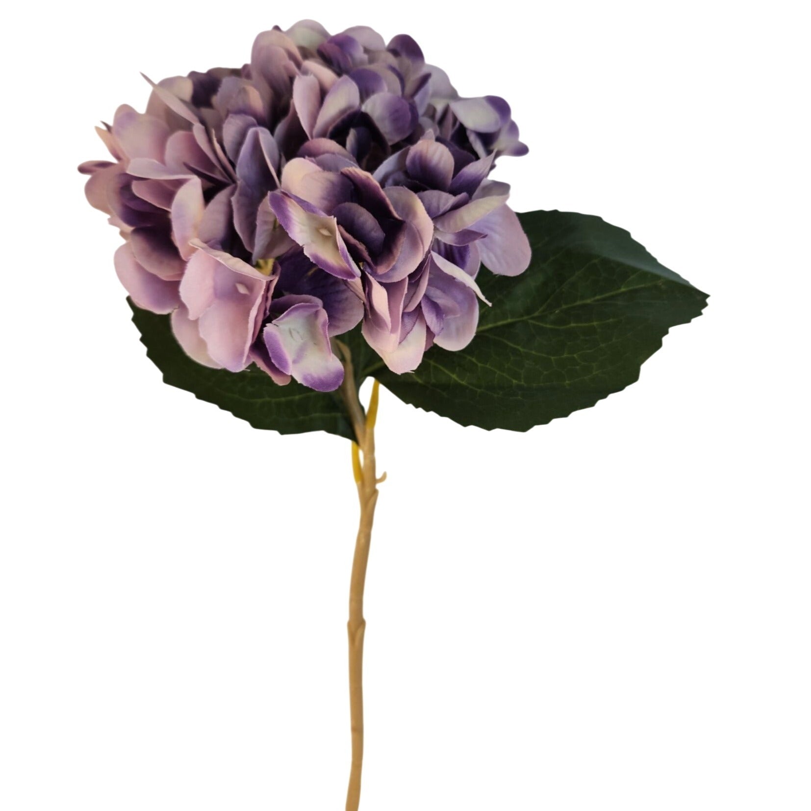 Lavender Purple Faux Hydrangea Stem 18 Inch Wedding Artificial Flower Large Bloom Decor