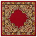 Luxury Paisley Floral Satin Scarf for Women – 35" Square Burgundy Red Gold Boho Headscarf