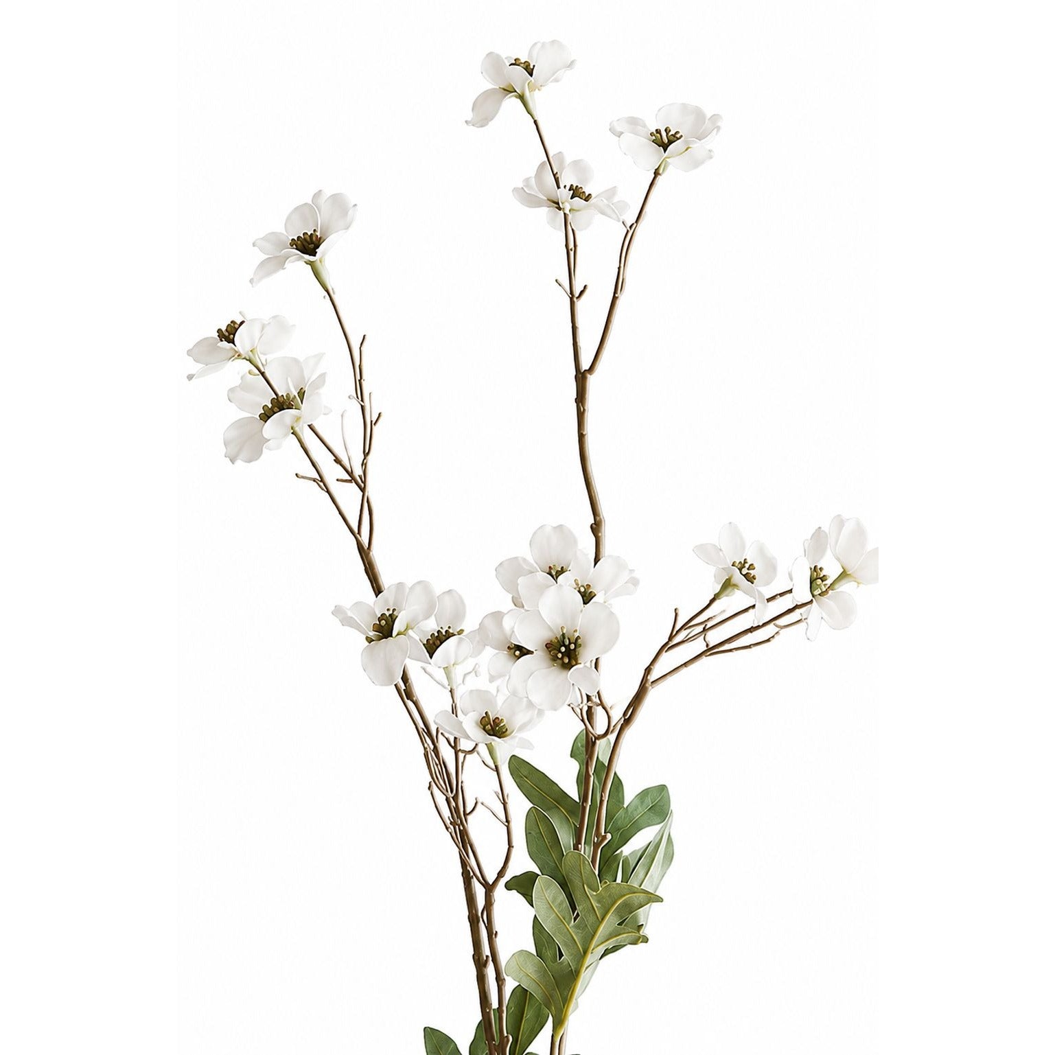 Artificial Dogwood Flower Stems White Faux Wildflower Branches Cottage Decor 23 Inch Set of 2