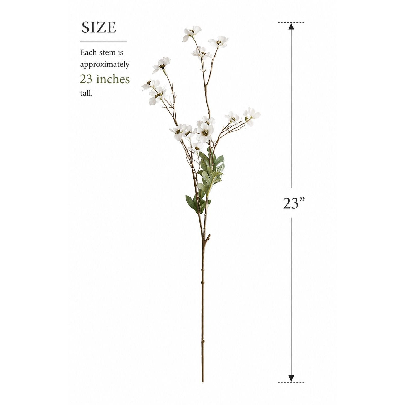 Artificial Dogwood Flower Stems White Faux Wildflower Branches Cottage Decor 23 Inch Set of 2