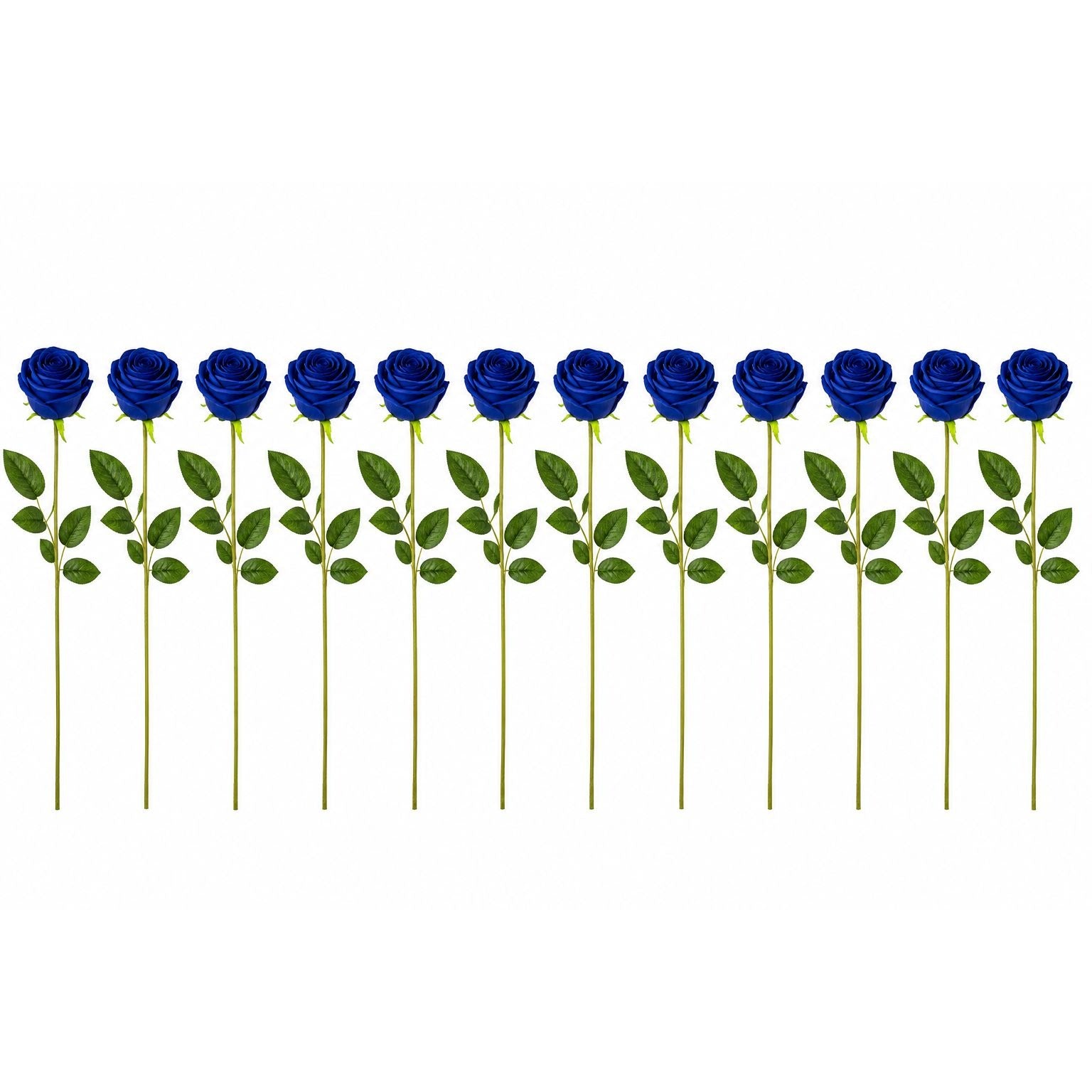 Royal Blue Artificial Rose Stems Set of 12, 20 Inch Velvet Touch Faux Flowers for Wedding Home Decor