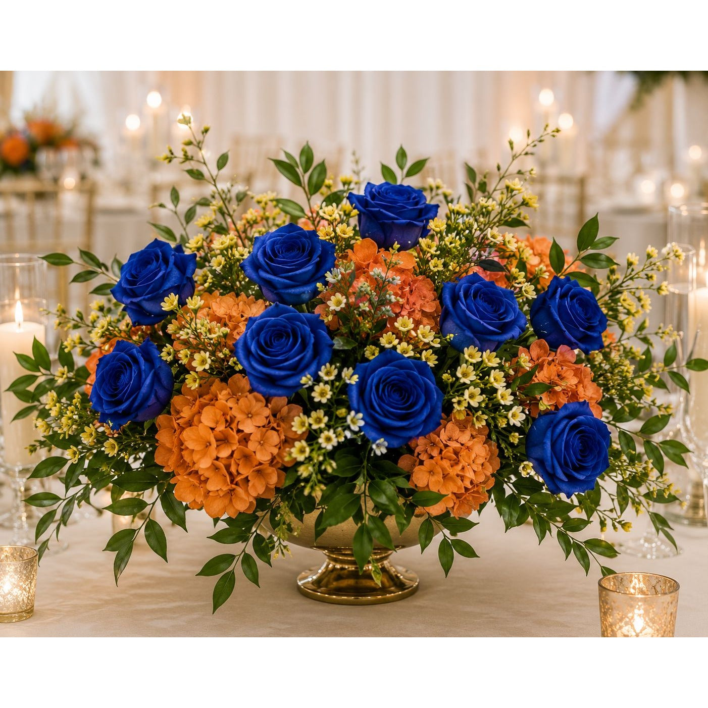 Royal Blue Artificial Rose Stems Set of 12, 20 Inch Velvet Touch Faux Flowers for Wedding Home Decor