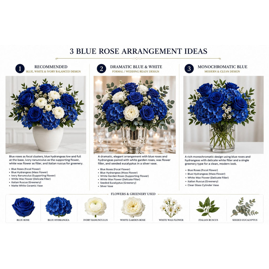 Royal Blue Artificial Rose Stems Set of 12, 20 Inch Velvet Touch Faux Flowers for Wedding Home Decor