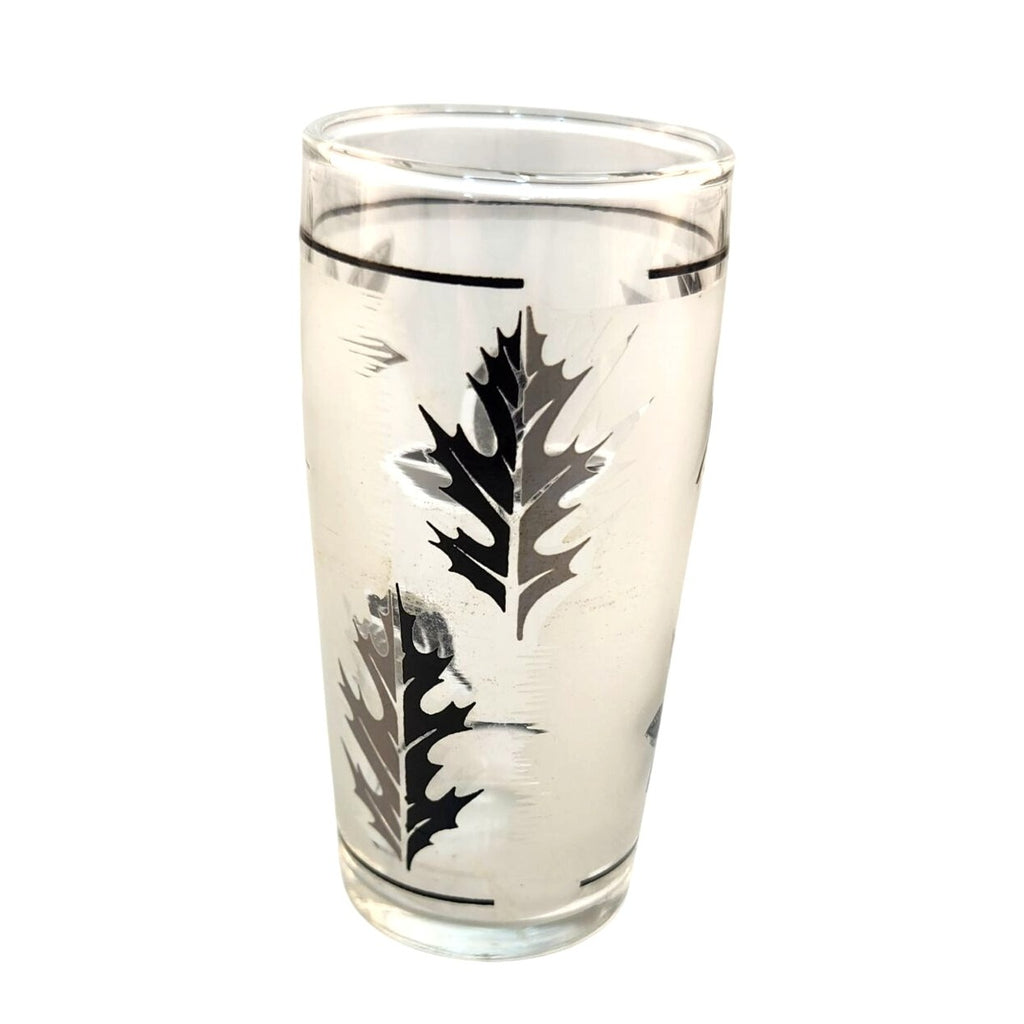 Set Of 4 Vintage Libbey Silver Foliage Juice Glasses 6 Oz Mid-Century Modern Design